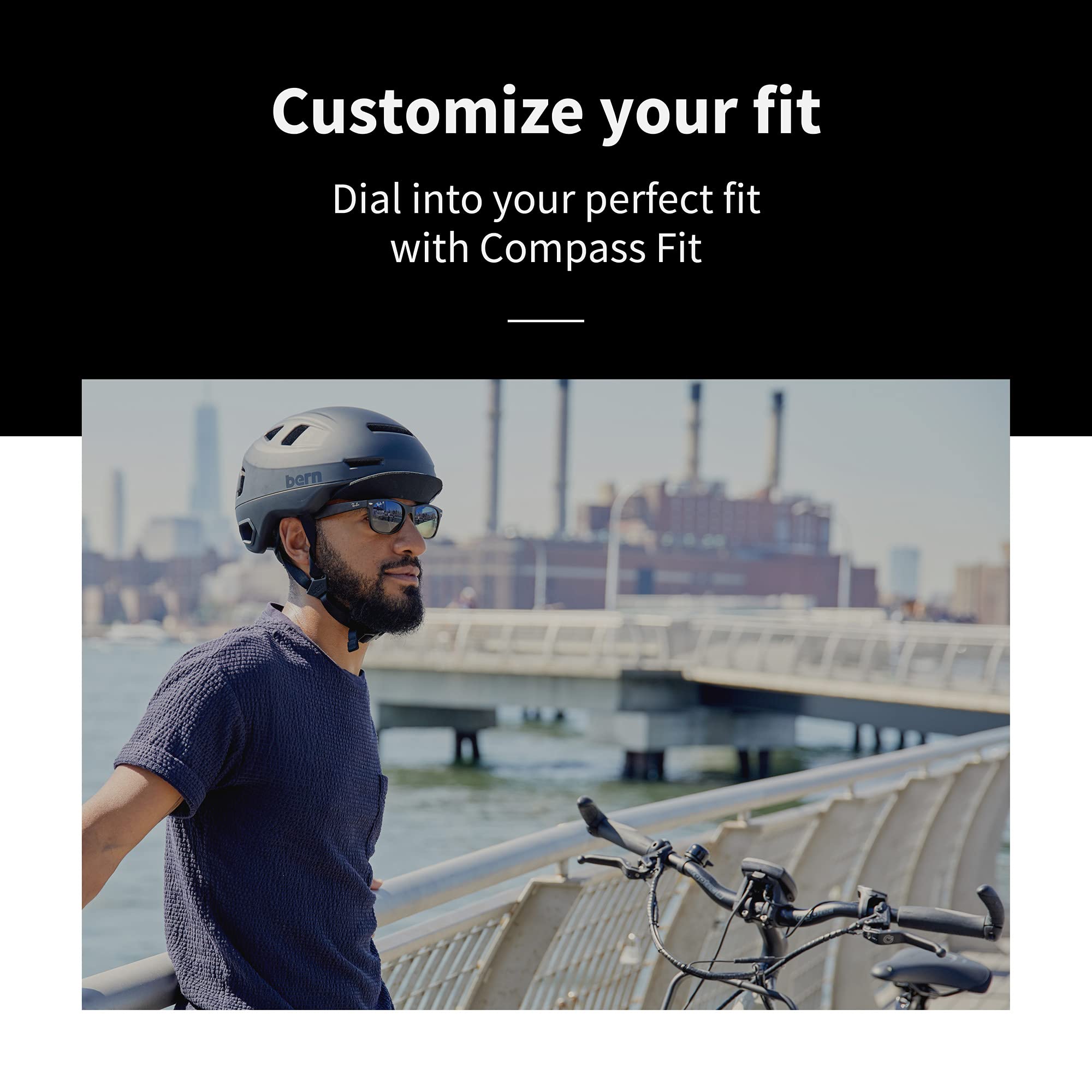 Bern Hudson Commuter Bike Helmet with MIPS Technology - Certified for E-Bikes & Cycling Safety - Integrated LED Rear Light & U-Lock Compatible - Perfect for Urban Commuting, Road Biking & Electric Bike Riders