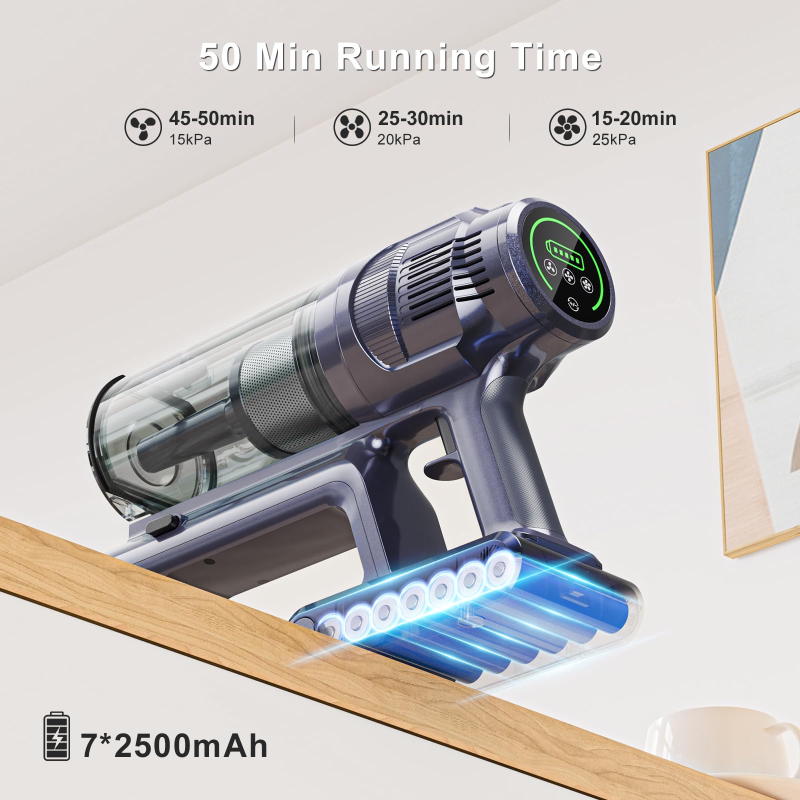 M242 Cordless Stick Vacuum Cleaner with Brushless Motor - 50 Min Runtime, 25Kpa Powerful Suction for Pet Hair - LED Display for Hard Floors & Carpets - Lightweight Home Cleaning for Pets, Furniture & Stairs