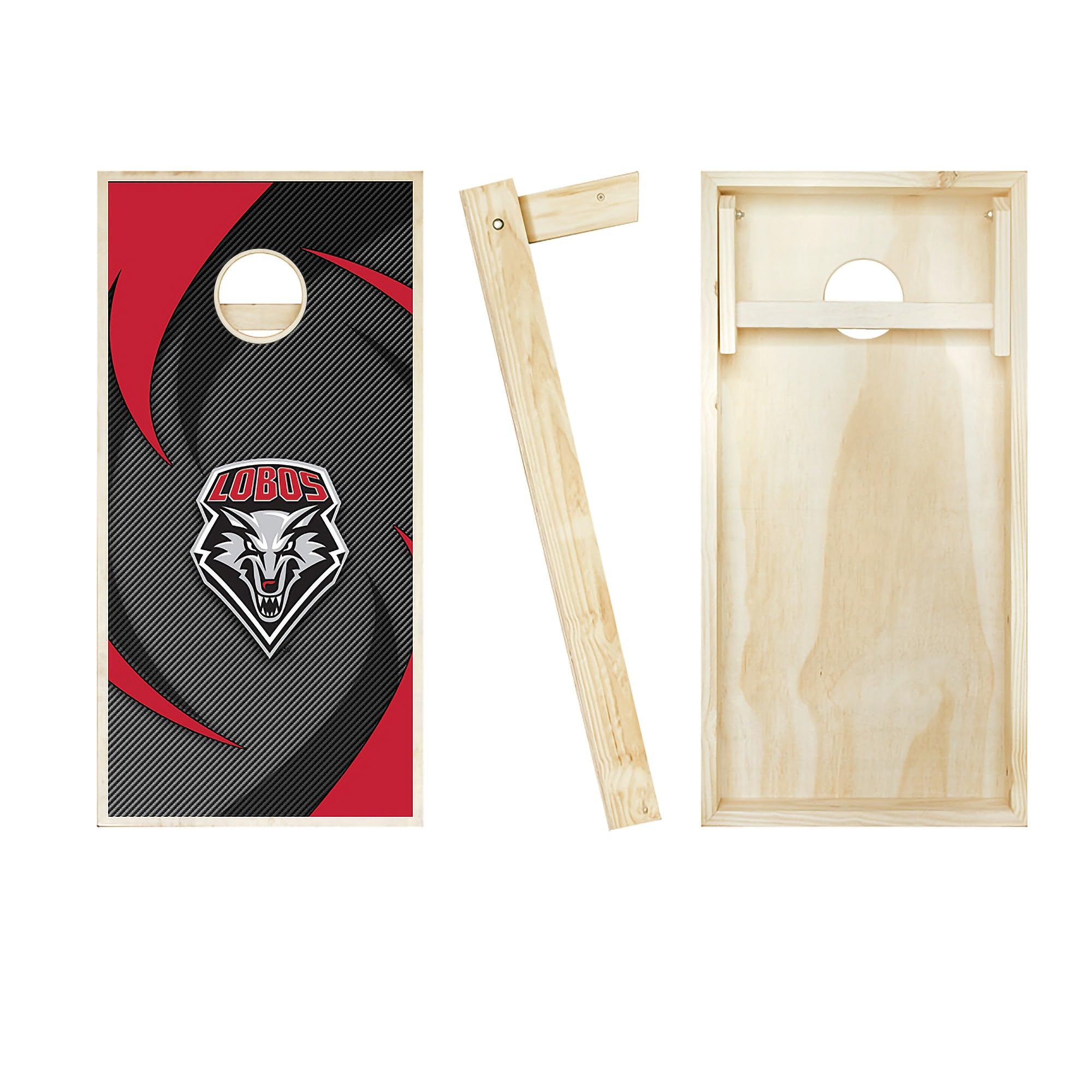 Skip's Garage New Mexico Swoosh Cornhole Board Set - Custom Regulation Size Cornhole Game with Team Logo Design - Perfect for Tailgating, Backyard Parties & Outdoor Events