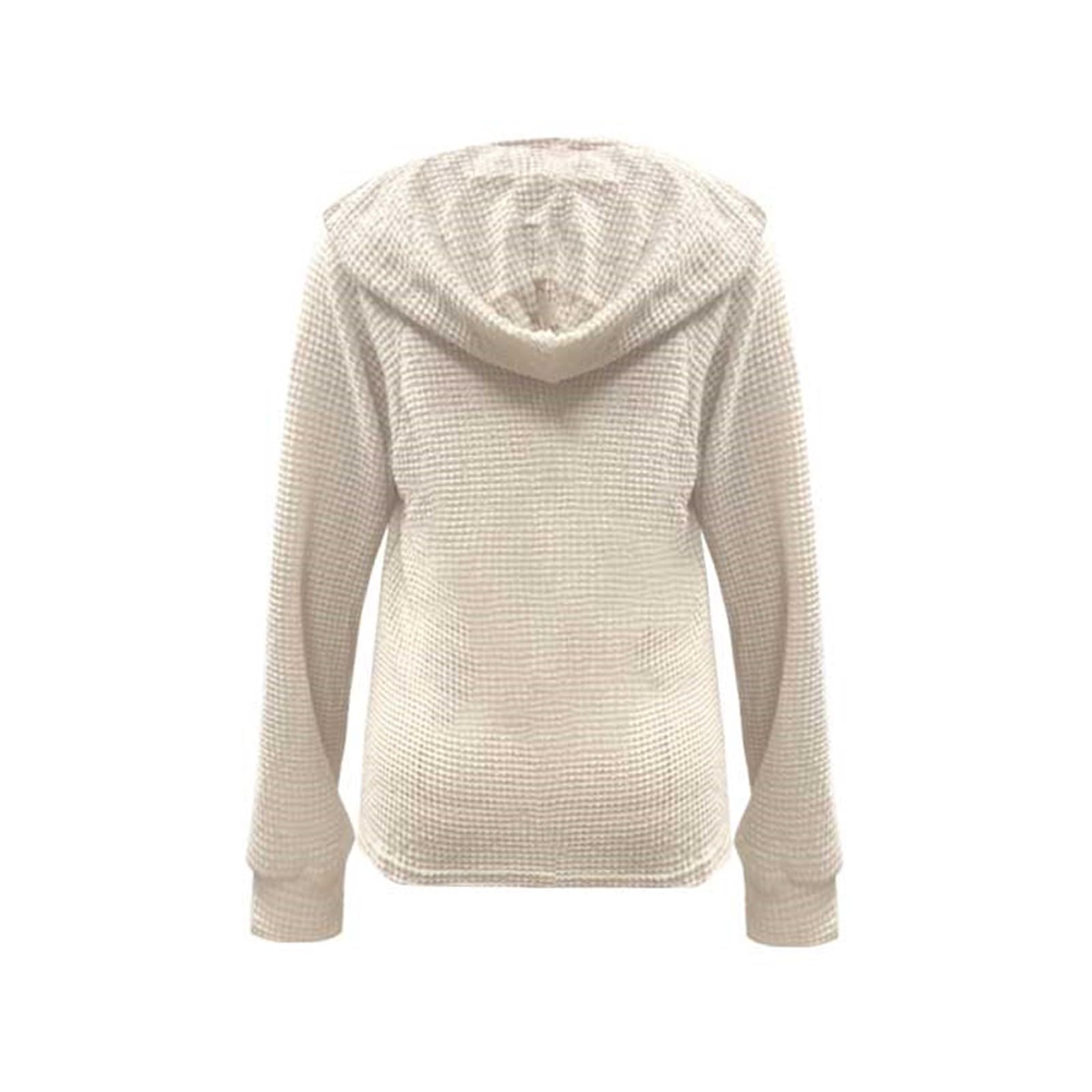 Women's Waffle Knit Hoodie - Button V-Neck Raglan Long Sleeve Pullover Sweatshirt | Fall Casual Comfortable Hooded Top for Lounge, Travel & Outdoor Activities