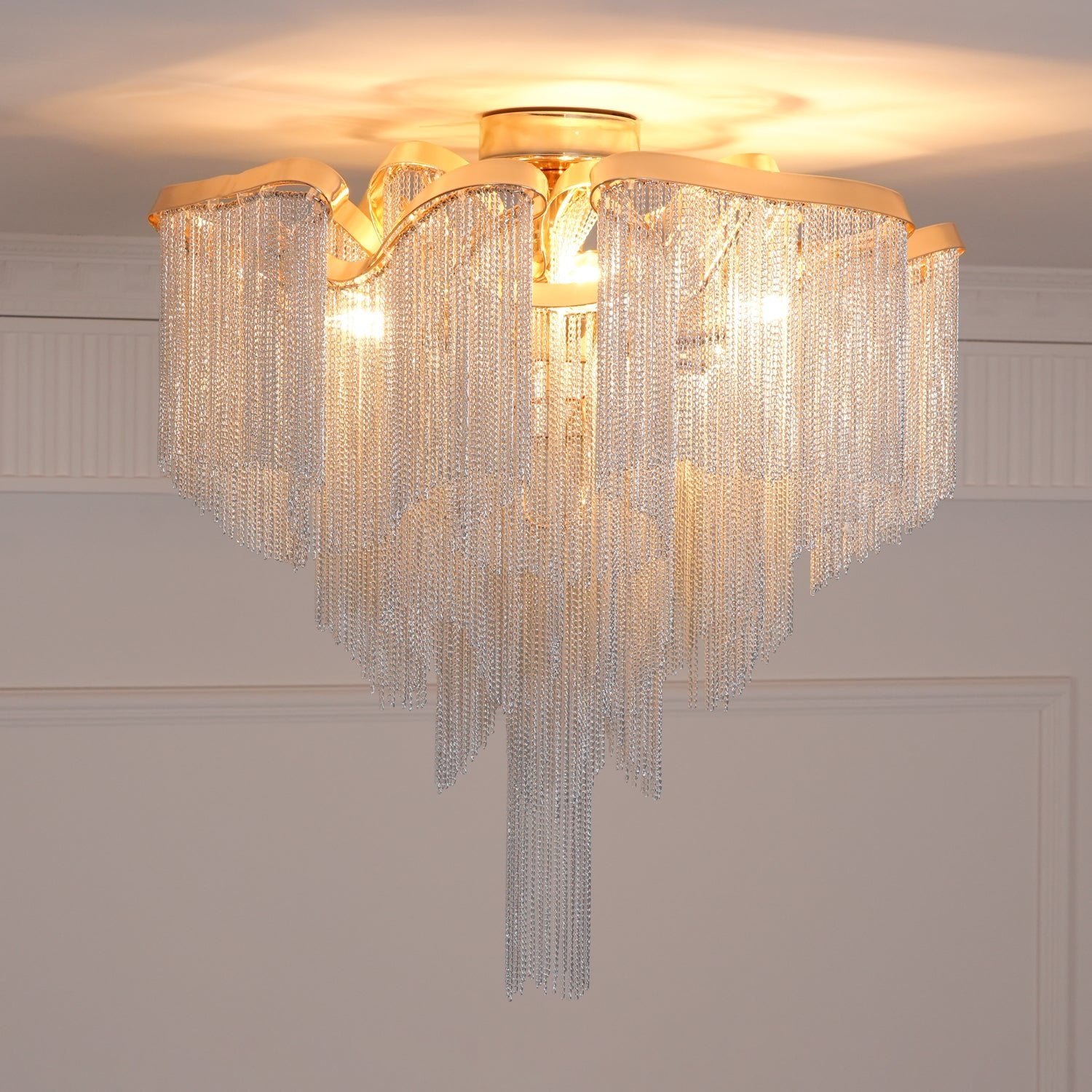 Modern Tassel Ceiling Lamp - Elegant Pendant Lighting for Living Room, Bedroom & Dining Room | Stylish Home Decor with Adjustable Height & Warm White Light