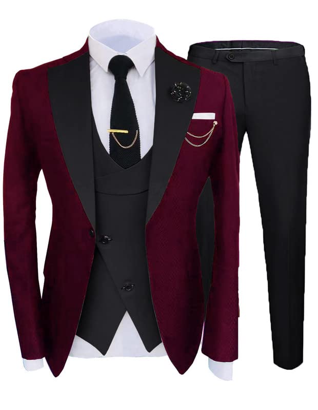 2023 Slim Fit Men's Tuxedo Suit Set - 3 Piece Wedding Suit for Groom & Groomsmen | Prom, Party & Formal Events | Premium Quality STXZ089