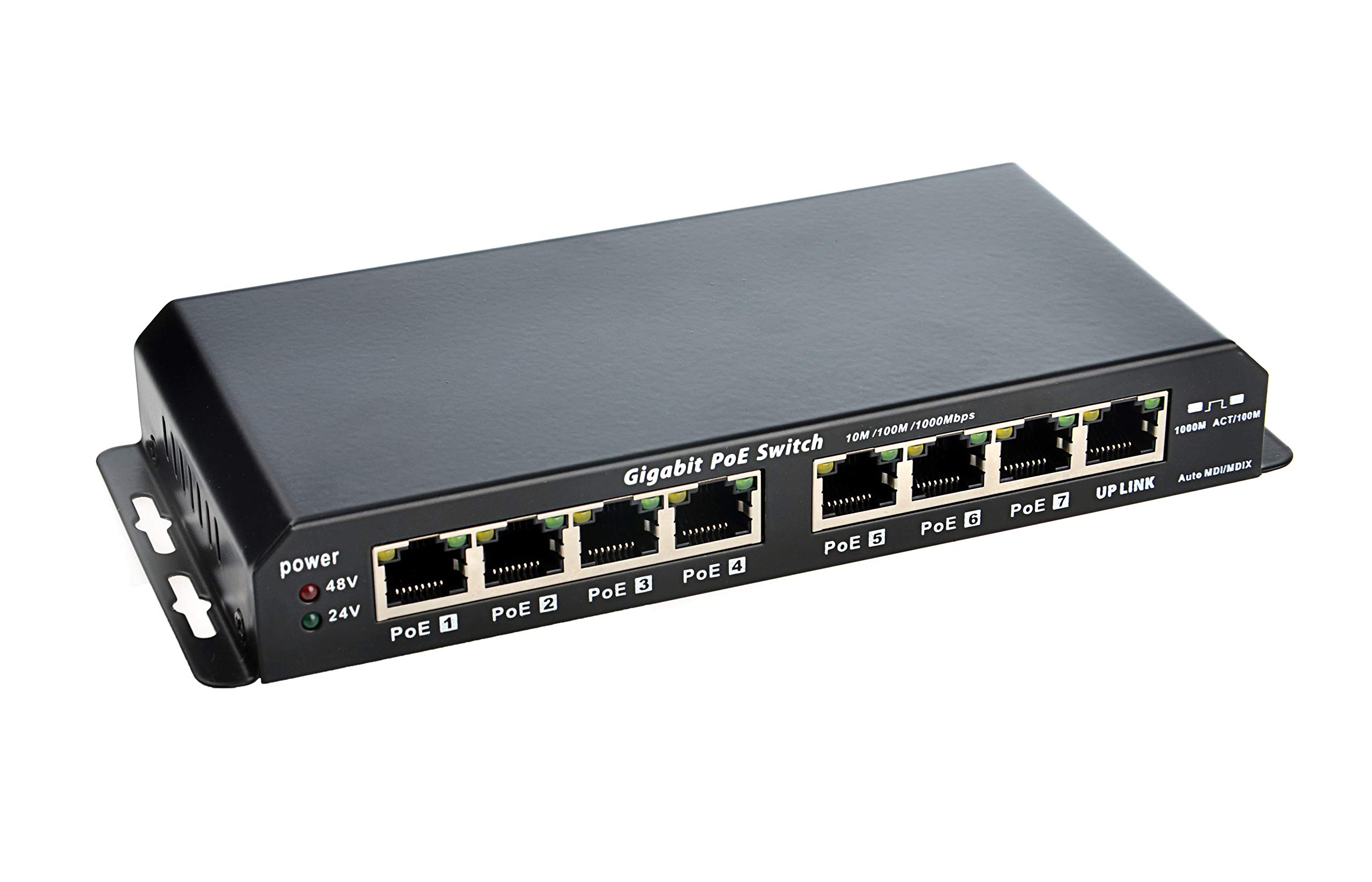 8 Port Gigabit Ethernet Switch with Passive PoE (7 Ports) - 802.3af/24V Power Over Ethernet for IP Cameras, VoIP Phones & IoT Devices - Ideal for Home Office & Small Business Networks