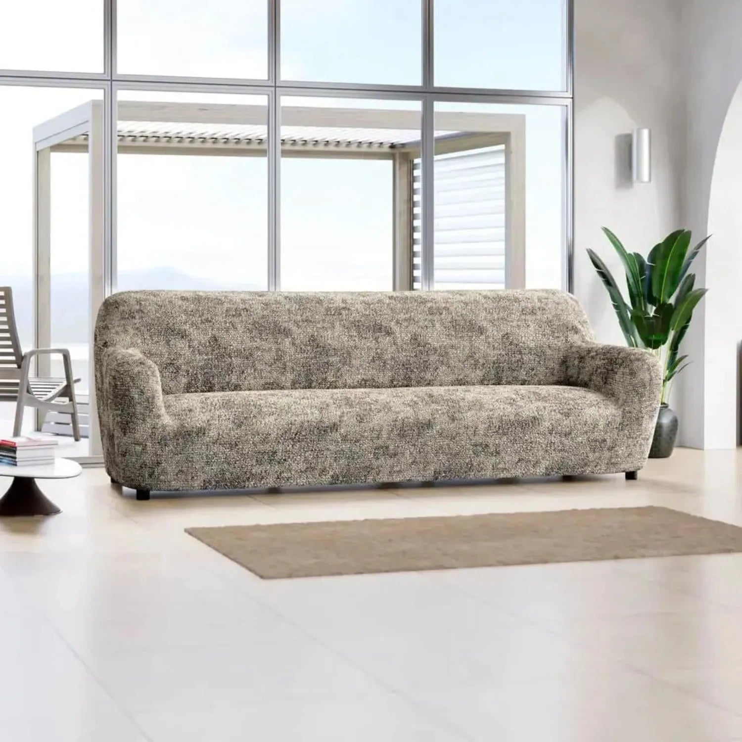 4 Seater Sofa Slipcover - Soft Microfiber Fabric with Stylish Prints - Perfect for Living Room, Family Room & Home Decor