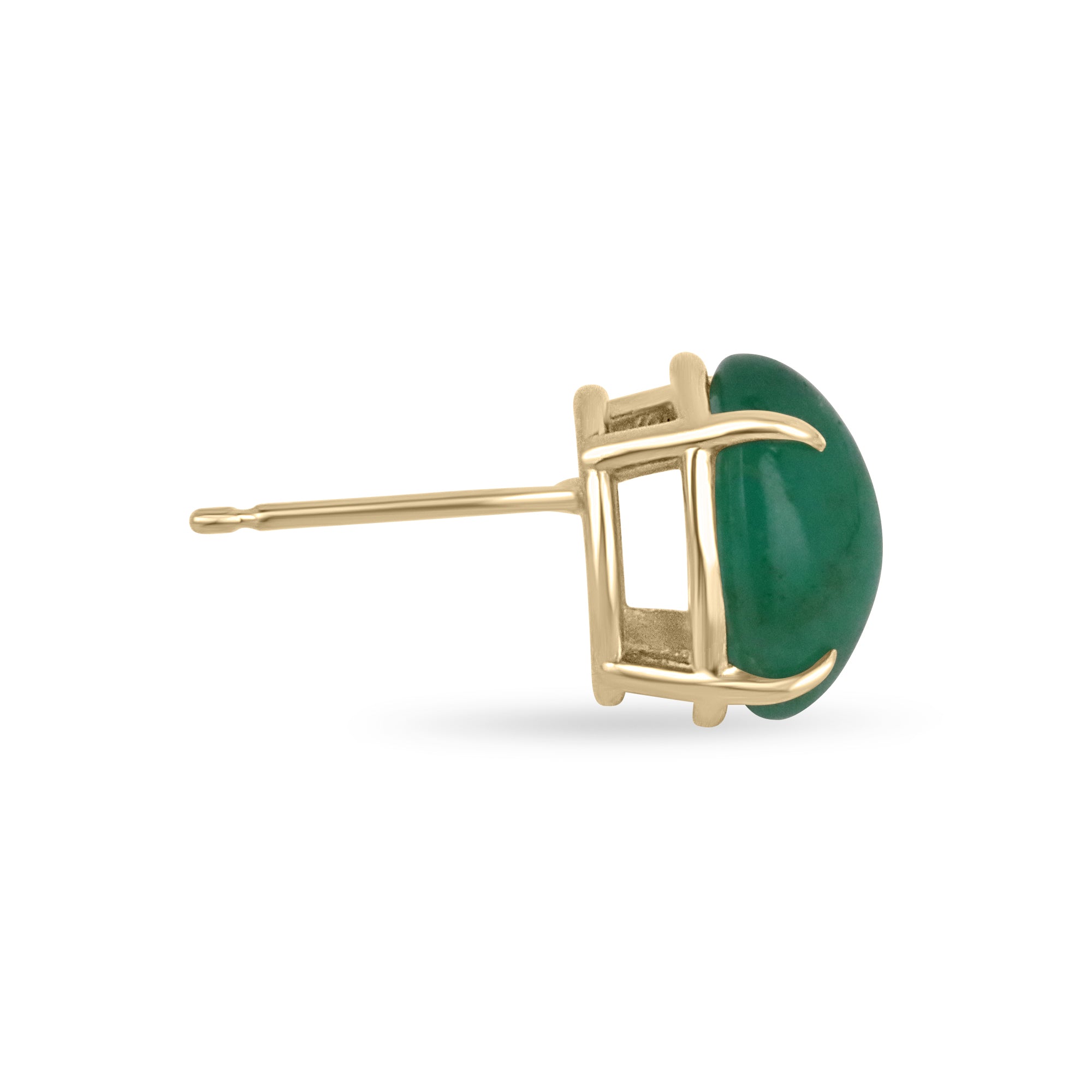 10.90tcw Dark Forest Green Emerald Cabochon Oval Cut 14K Gold Earrings for Women – Elegant Jewelry Gift for Wedding, Party & Special Occasions