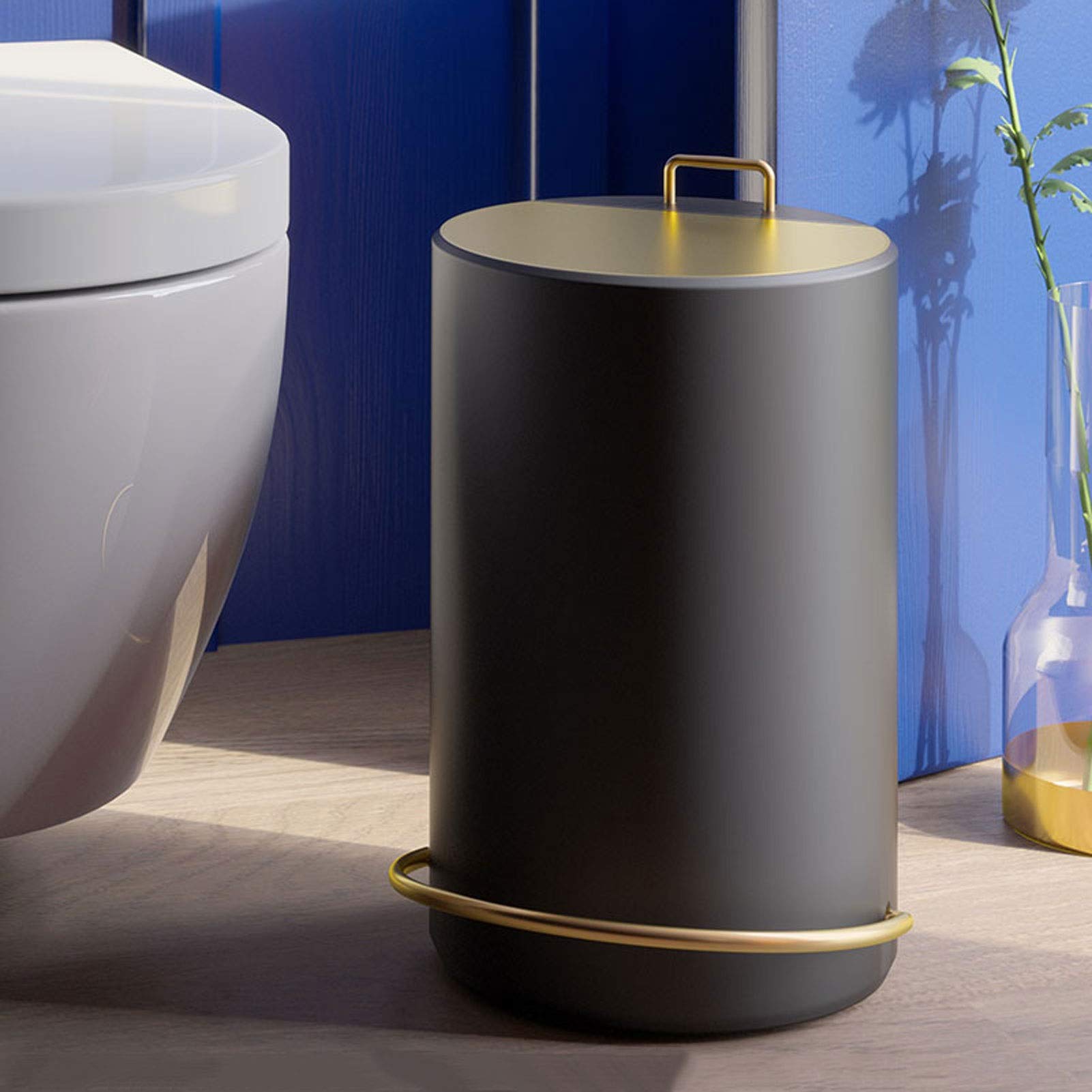 Stainless Steel Round Trash Can with Foot Pedal Lid - 5L Small Bathroom & Kitchen Garbage Bin for Home, Office, Dorm - Odor-Proof Removable Inner Bucket for Easy Cleaning & Recycling
