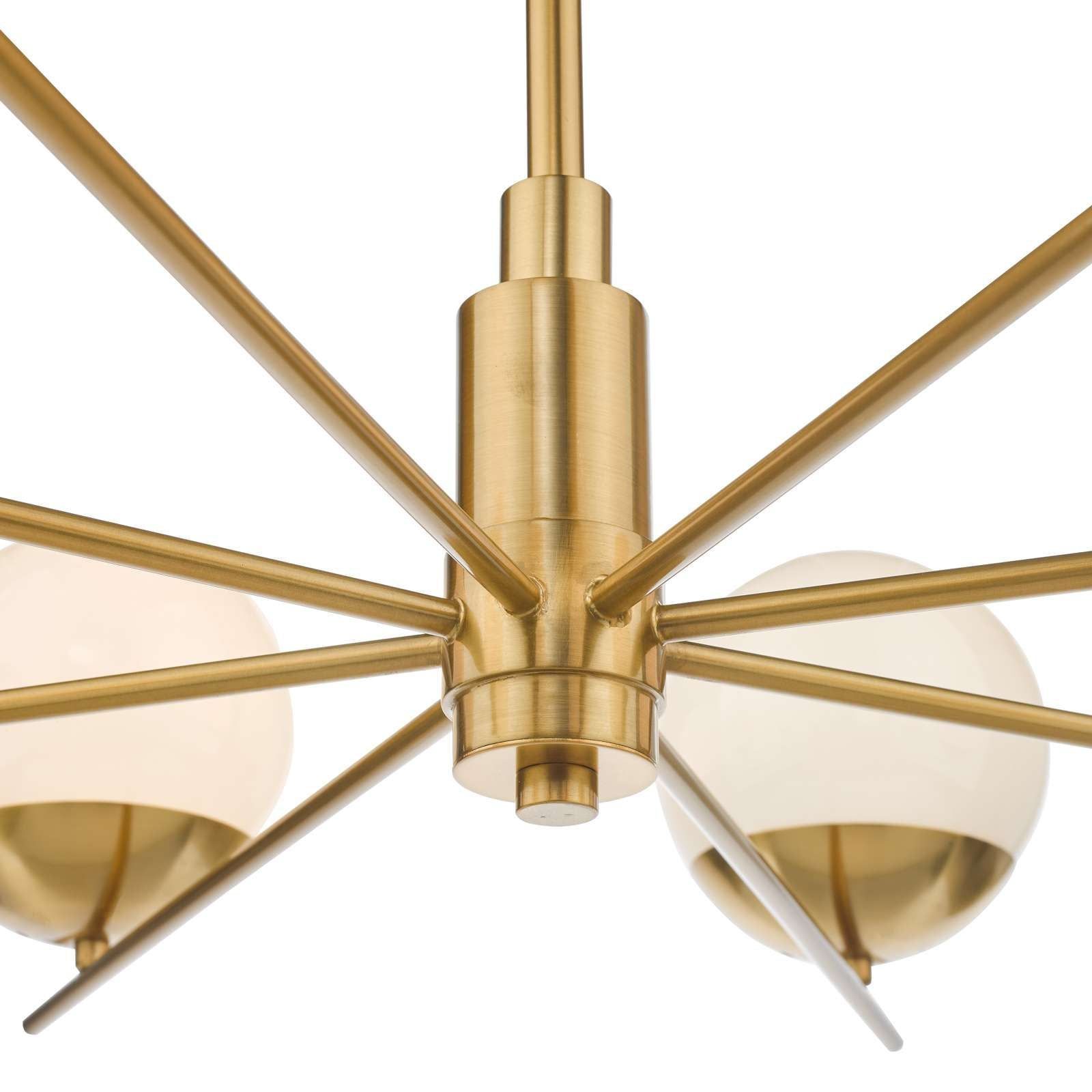 Bombazine 8Lt Center Ceiling Light in Natural Brass & Opal Glass - IP20 Rated for Living Room, Bedroom, or Dining Room Lighting