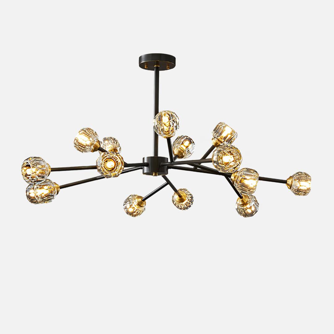 Elegant Crystal Ball Round Cluster Chandelier - Modern Ceiling Light Fixture for Dining Room, Bedroom & Living Room Decor