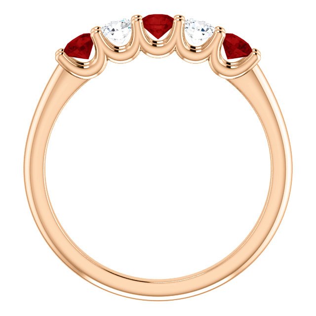 14Kt Gold 0.48 CTW Ruby & 0.20 CTW Diamond 5-Stone Ring Band - Elegant Wedding, Anniversary or Gift Jewelry for Women