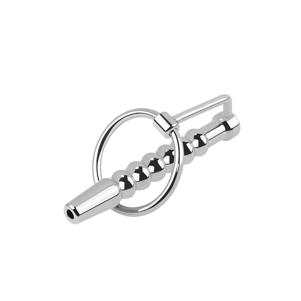 Premium Hollow Stainless Steel Urethral Sounds Penis Plug with Cock Ring - 2.83 Inch Urethral Dilator for Men | Enhance Pleasure & Stretching During Intimate Play & BDSM Scenes