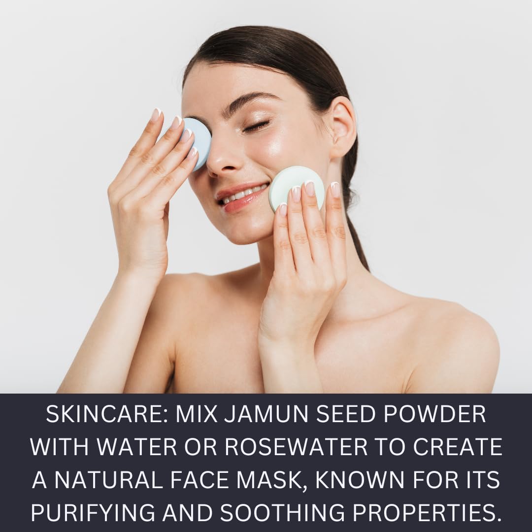 100% Pure Jamun Seed Powder | Eugenia Jambolana for Glowing Skin & Health Benefits | 0.22 LBS (100g) | Natural Skin Care & Diabetes Support Supplement | Perfect for Smoothies, Face Masks & Wellness Routines