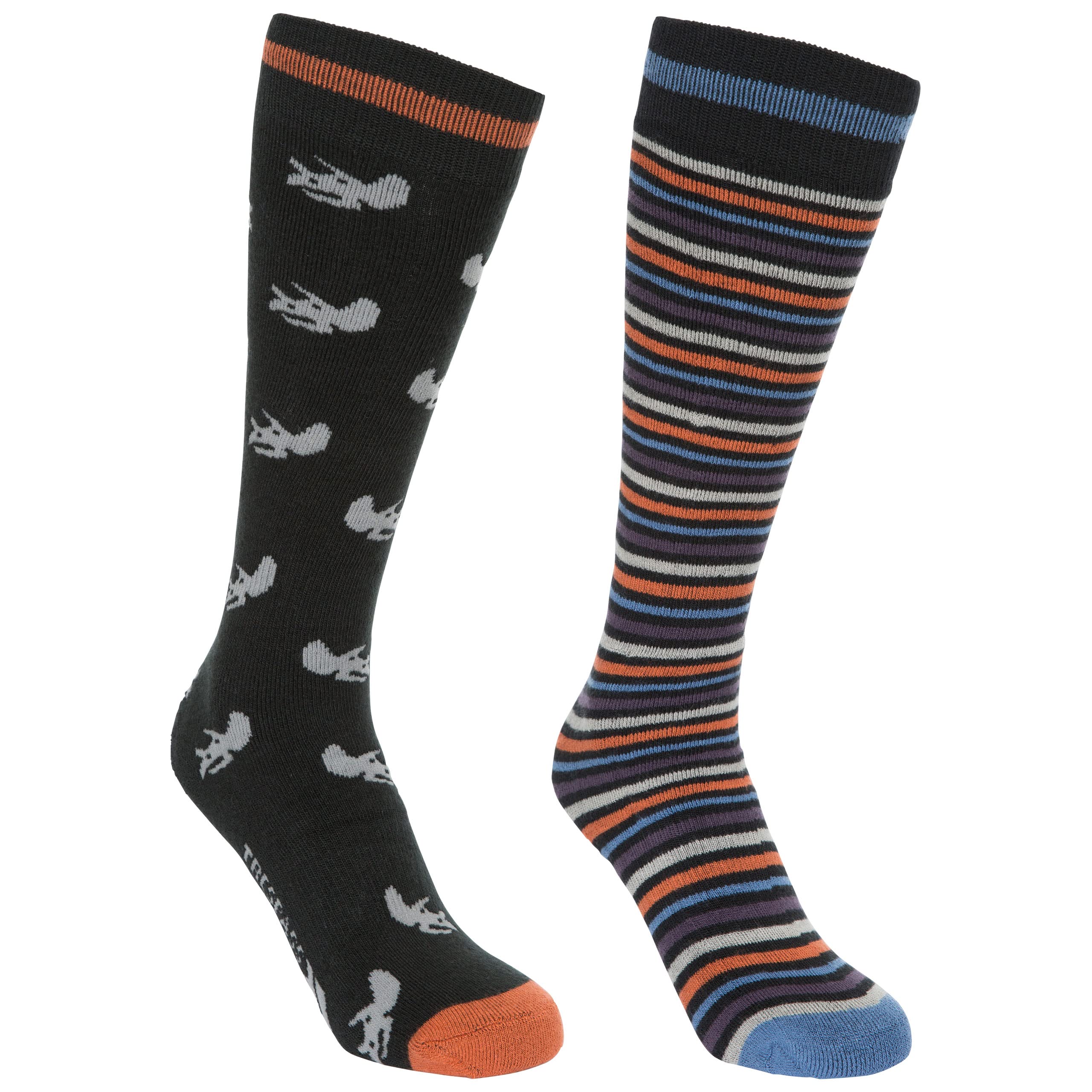 Trespass Kids Replica Ski Tube Socks (Pack of 2) - Warm Winter Socks for Boys & Girls - Perfect for Skiing, Snowboarding & Cold Weather Activities