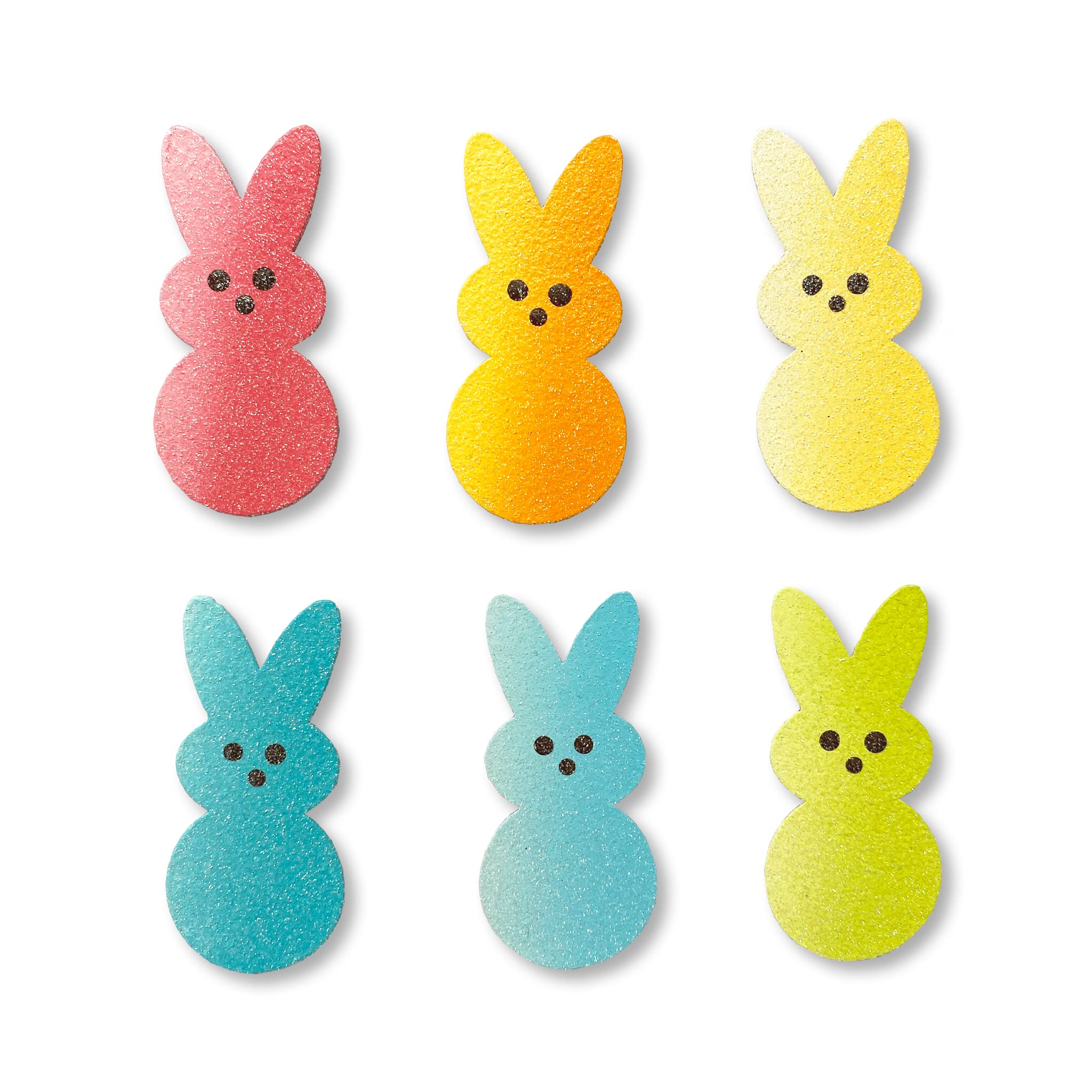 Brighten Your Life - 6-Piece Rainbow Marshmallow Peep Bunny Candy Magnets Set (Assorted Colors) - Perfect for Fridge Decor, Office Whiteboard, Kids' Room & Gift Giving