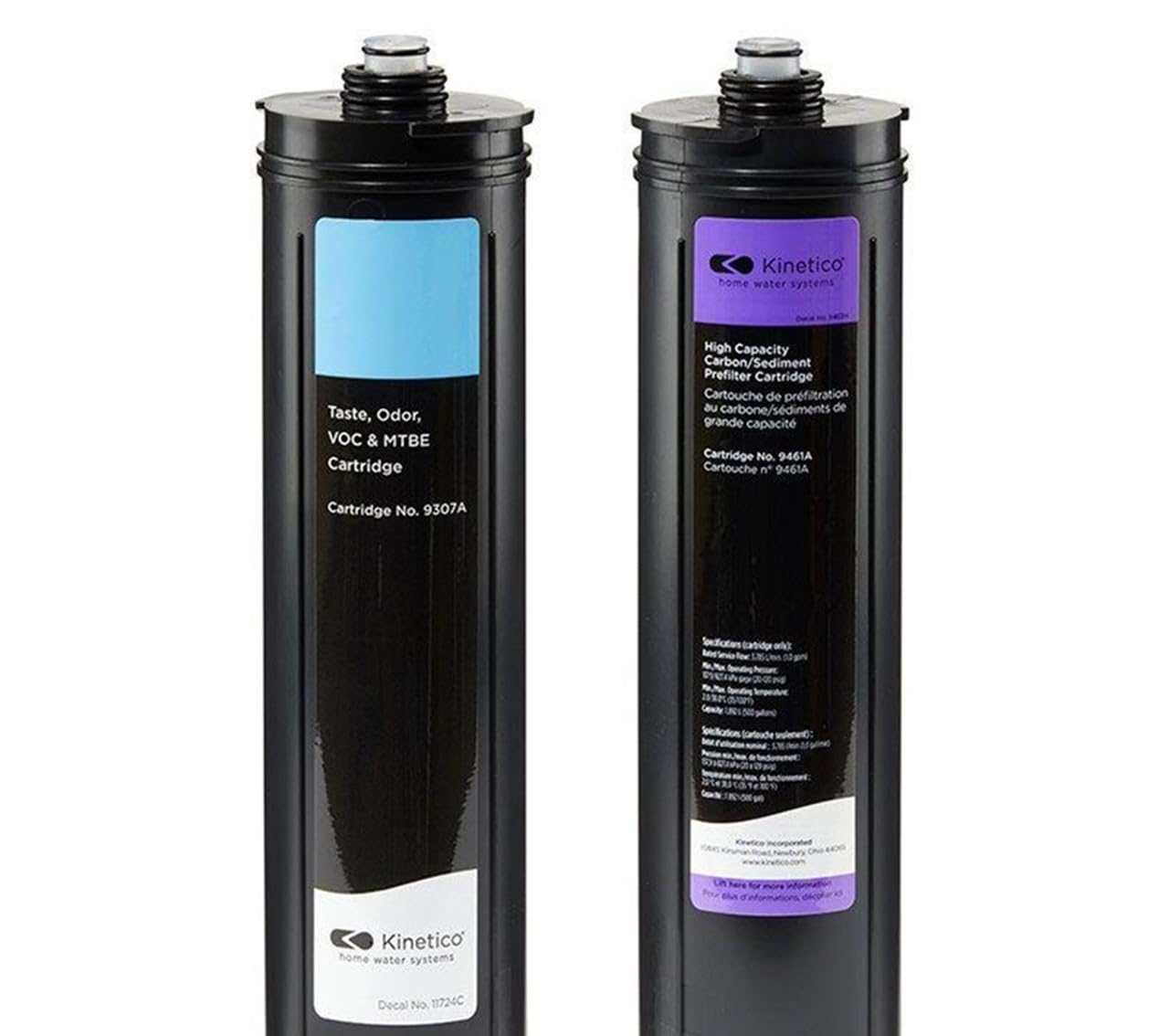 Kinetico Water Filter Cartridge Replacement Set (Part No 9307 Light Blue & 9461 Purple) for K5 Pure, KRO+ Reverse Osmosis & K2 Drinking Water Systems - Clean, Fresh Water for Home & Office Use