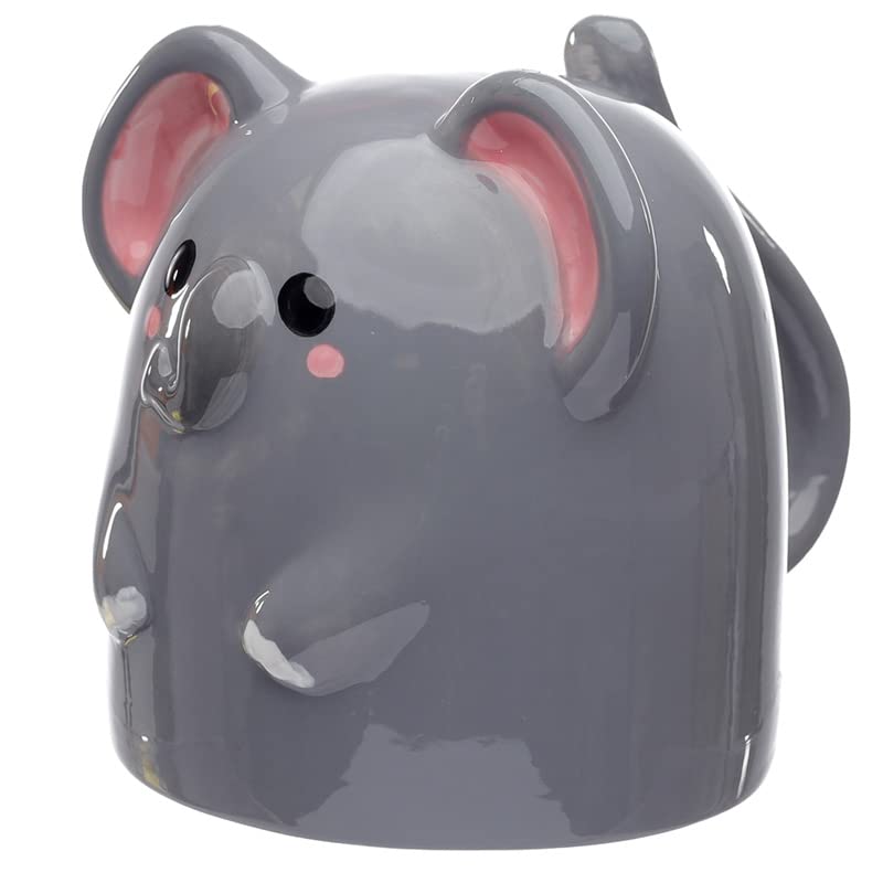 Cutiemals Elephant Upside Down Ceramic Mug - 12oz Funny Novelty Coffee Cup for Tea & Hot Drinks - Perfect Gift for Elephant Lovers & Office Use