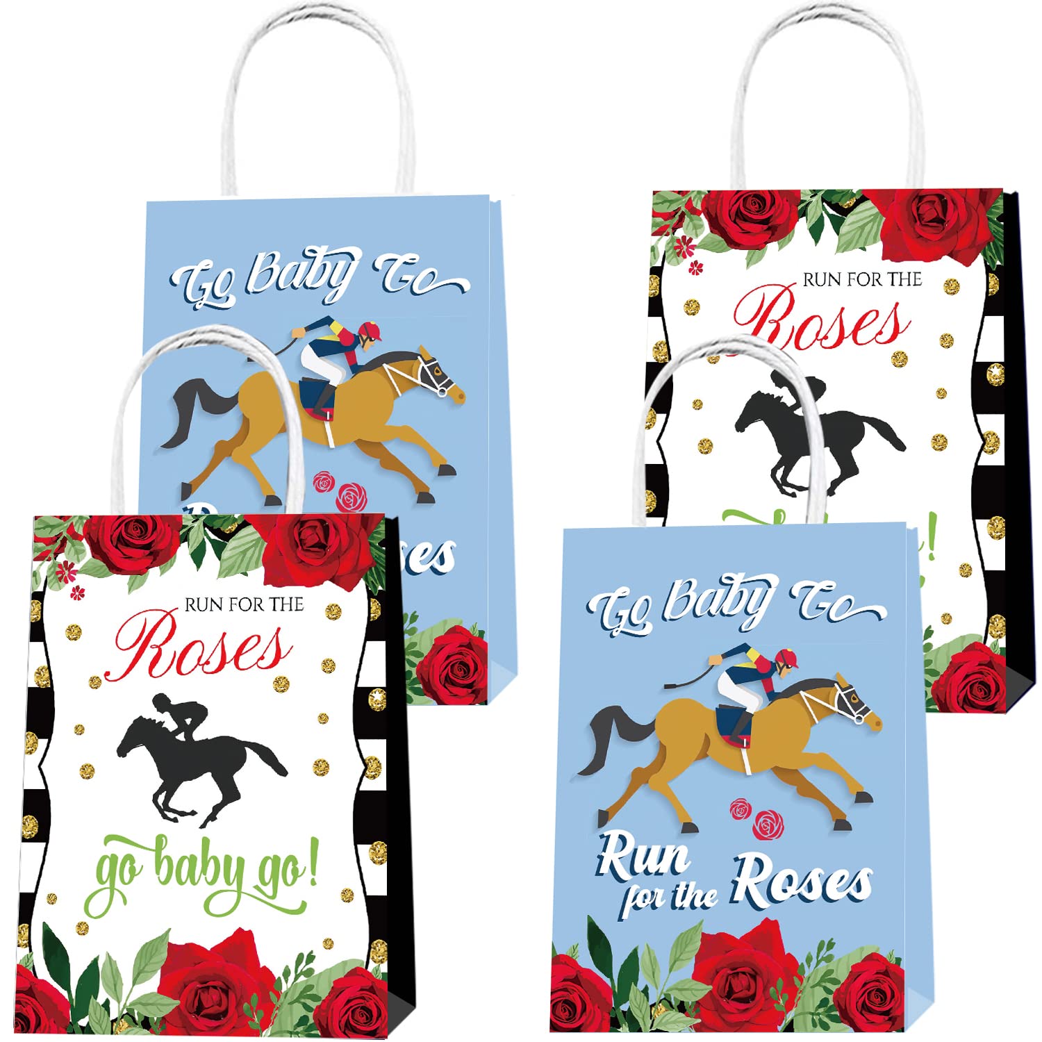 16Pcs Kentucky Derby Party Gift Bags - Horse Racing Theme Decor & Snack Bags for Derby Day Celebrations