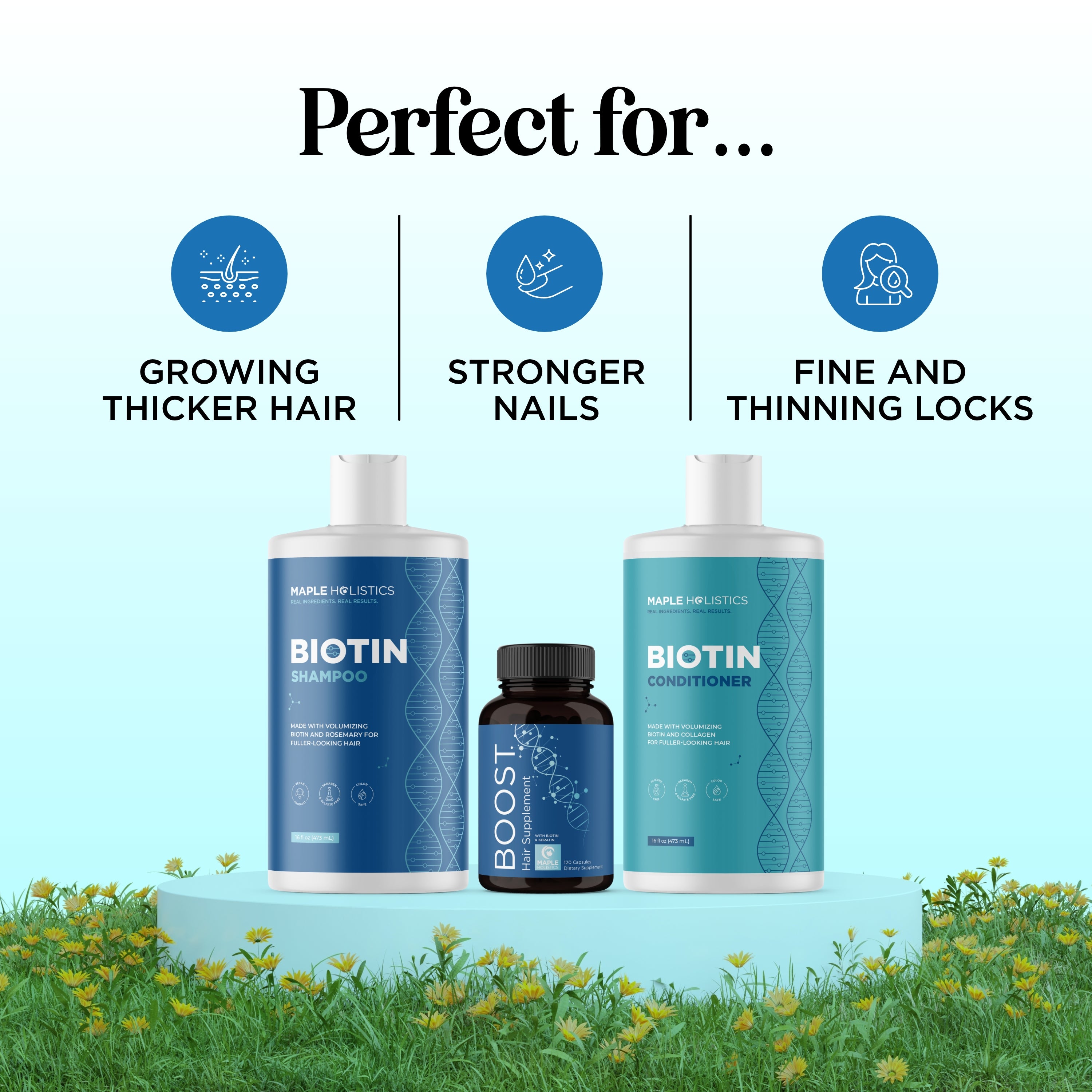 Premium Biotin Hair Growth Set & Bundle for Thicker, Stronger Hair - Essential Vitamins for Healthy Hair, Skin & Nails - Perfect for Daily Hair Care Routine & Beauty Regimen