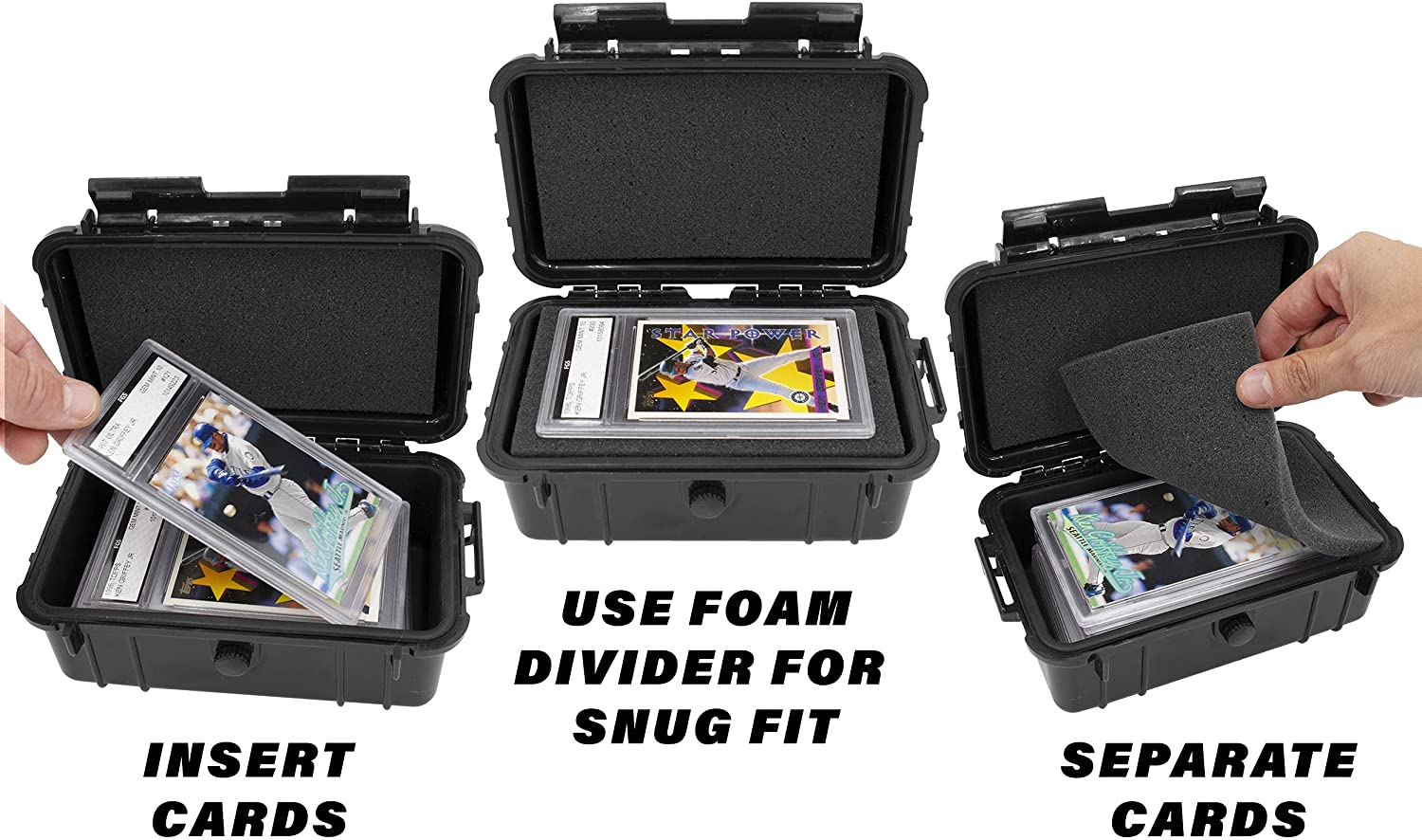CASEMATIX Graded Card Holder - Waterproof Storage Case for 6+ BGS, 8+ PSA & FGS Graded Sports Trading Cards - Perfect for Collectors & Card Show Protection