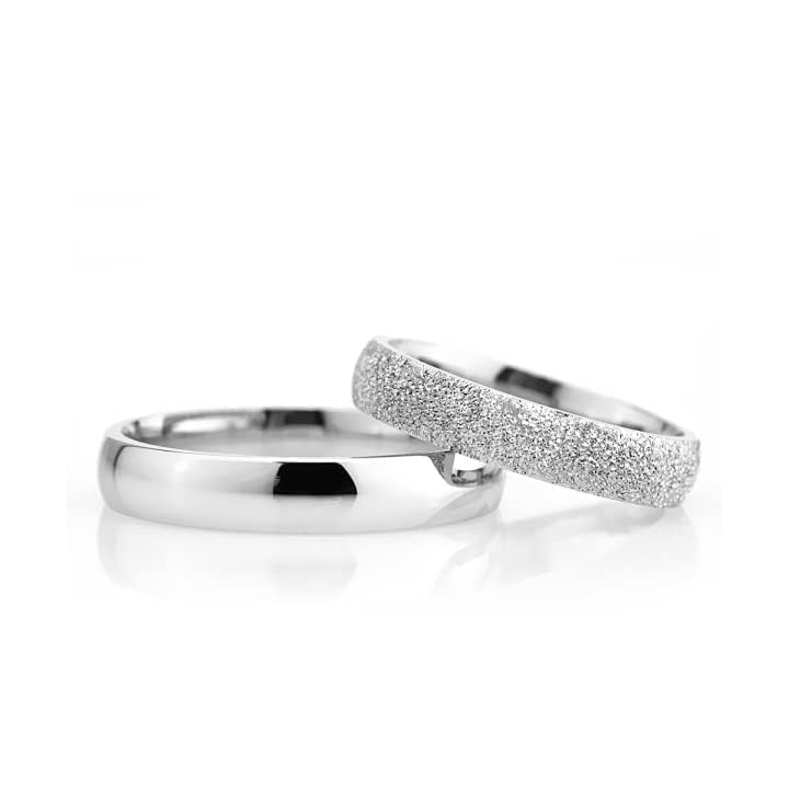 4mm Matching Wedding Band Set for Couples - Personalized 925 Sterling Silver Wedding Rings - Perfect for Anniversaries, Engagements & Vow Renewals