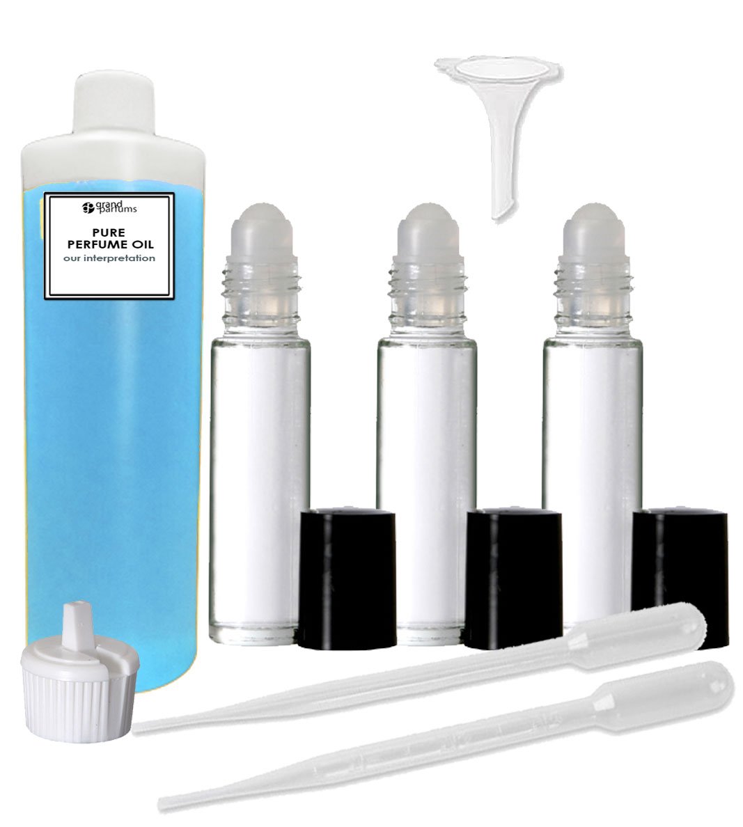 Grand Parfums Perfume Oil Set - Black Code For Men Type (1 Oz, 3 Roll On Bottles with Filling Tools) | Long-Lasting Fragrance for Daily Wear, Dating & Special Occasions