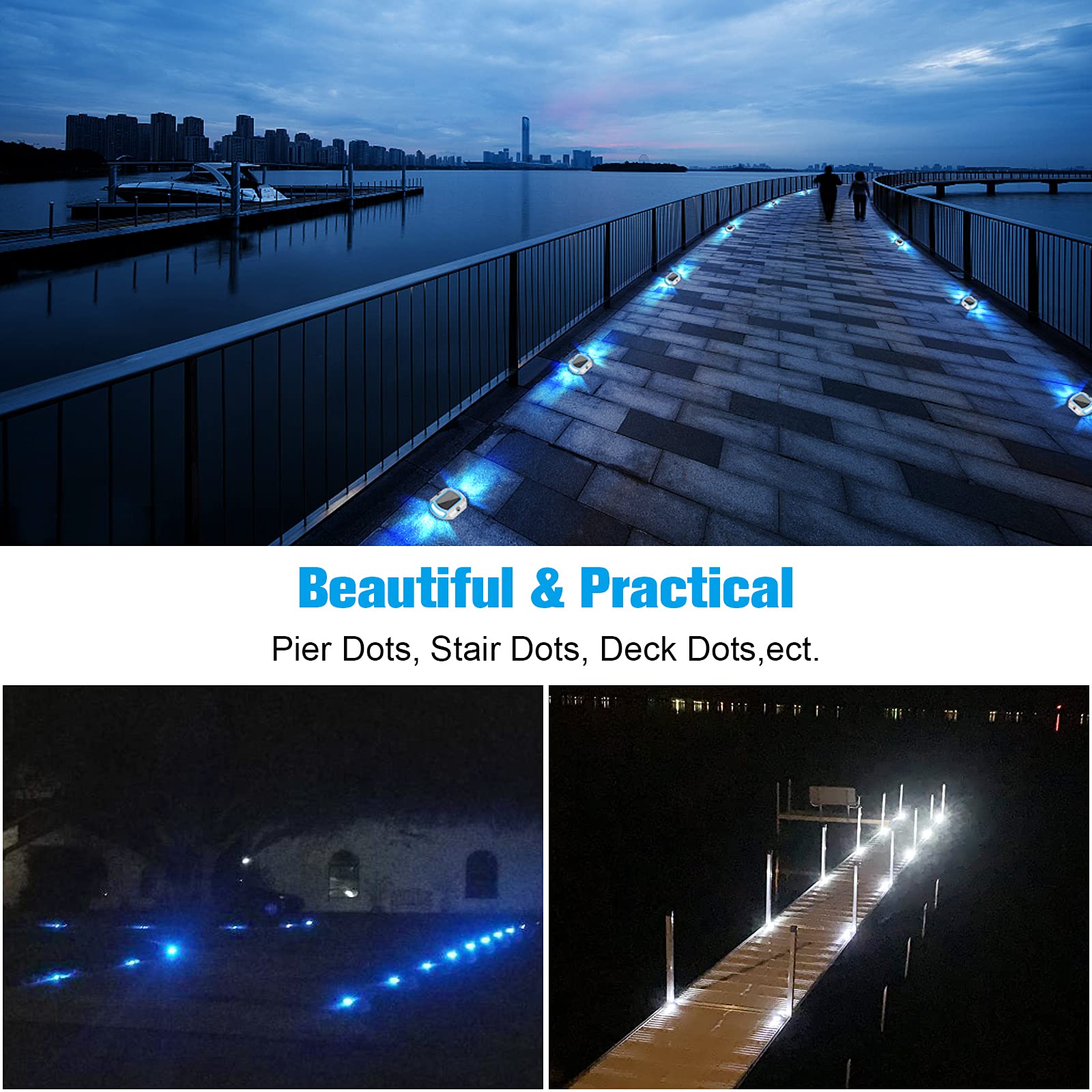 VOLISUN 12 Pack Solar Driveway Lights - 2 Color Changing LED Solar Powered Waterproof Outdoor Step Lights for Driveway, Sidewalk, Pathway - Perfect for Home Security and Nighttime Safety