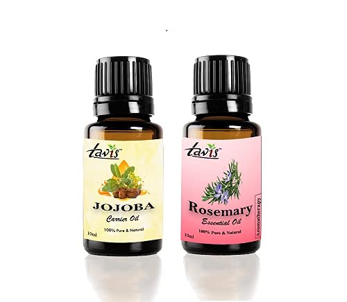 Organic Jojoba Oil & Rosemary Oil for Hair Growth & Skin Care - 100% Pure, Cold Pressed, Natural Moisturizer for Dry Scalp, Face, Body - Perfect for Aromatherapy, Massage & DIY Beauty Recipes