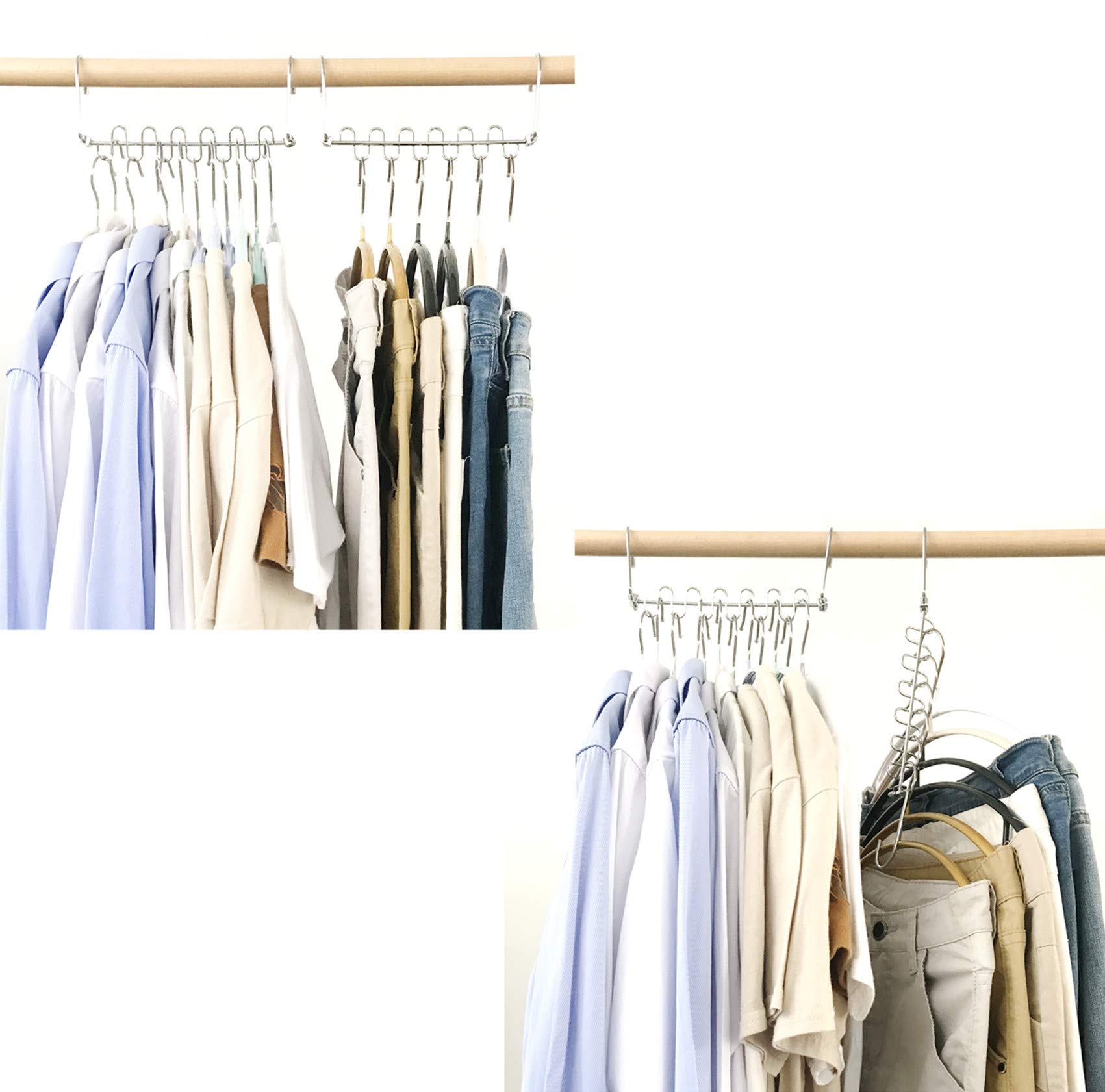 Space Saving Closet Hangers - 4 Pack Non-Slip Hangers for Tank Tops, Cami Pajamas, Strappy Dresses & Suits | Closet Organizer for Small Spaces, Wardrobe Storage Solution | Perfect for Home, Dorm, Travel & Closet Organization