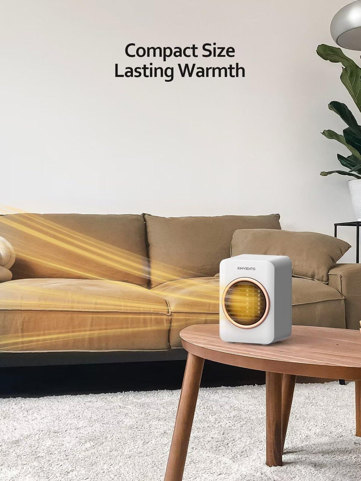 350W Ceramic Space Heater with Tip-Over & Overheat Protection - Fast Heating Portable Electric Heater for Office, Home, Bedroom - Perfect for Desk, Table & Small Indoor Spaces - White