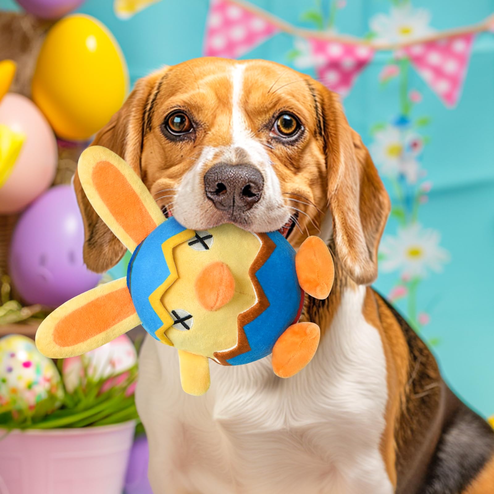 Easter Plush Squeaky Dog Toys - Bunny Shaped Soft Stuffed Chew Toys for Small, Medium & Large Dogs - Perfect Easter Gift for Pets & Fun Playtime at Home