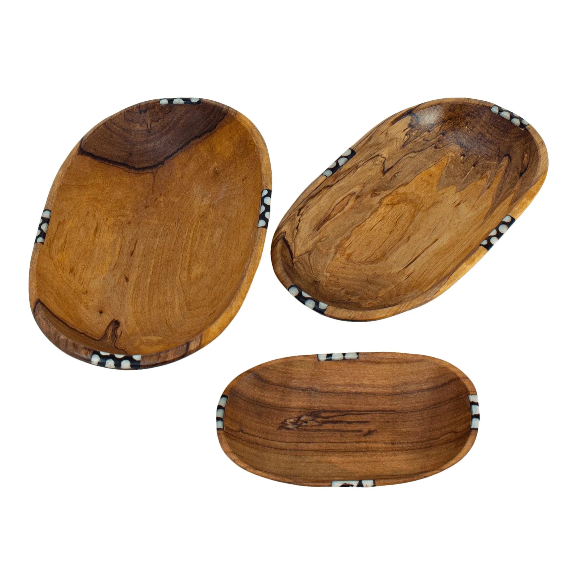 Premium Nesting Oval Olive Wood Bowls Set of 3 - Handcrafted Sustainable Kitchenware for Serving, Salad, Snacks & Home Decor