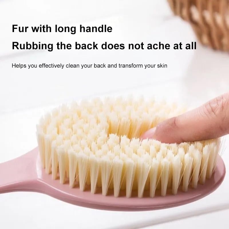 Giffy® Long Handle Nylon Shower Brush - Soft Bristles Bath & Body Exfoliator for Spa, Massage & Skin Care - Perfect for Back Scrubbing & Relaxing Bath Time (Large, Multicolor, 1 Pack)