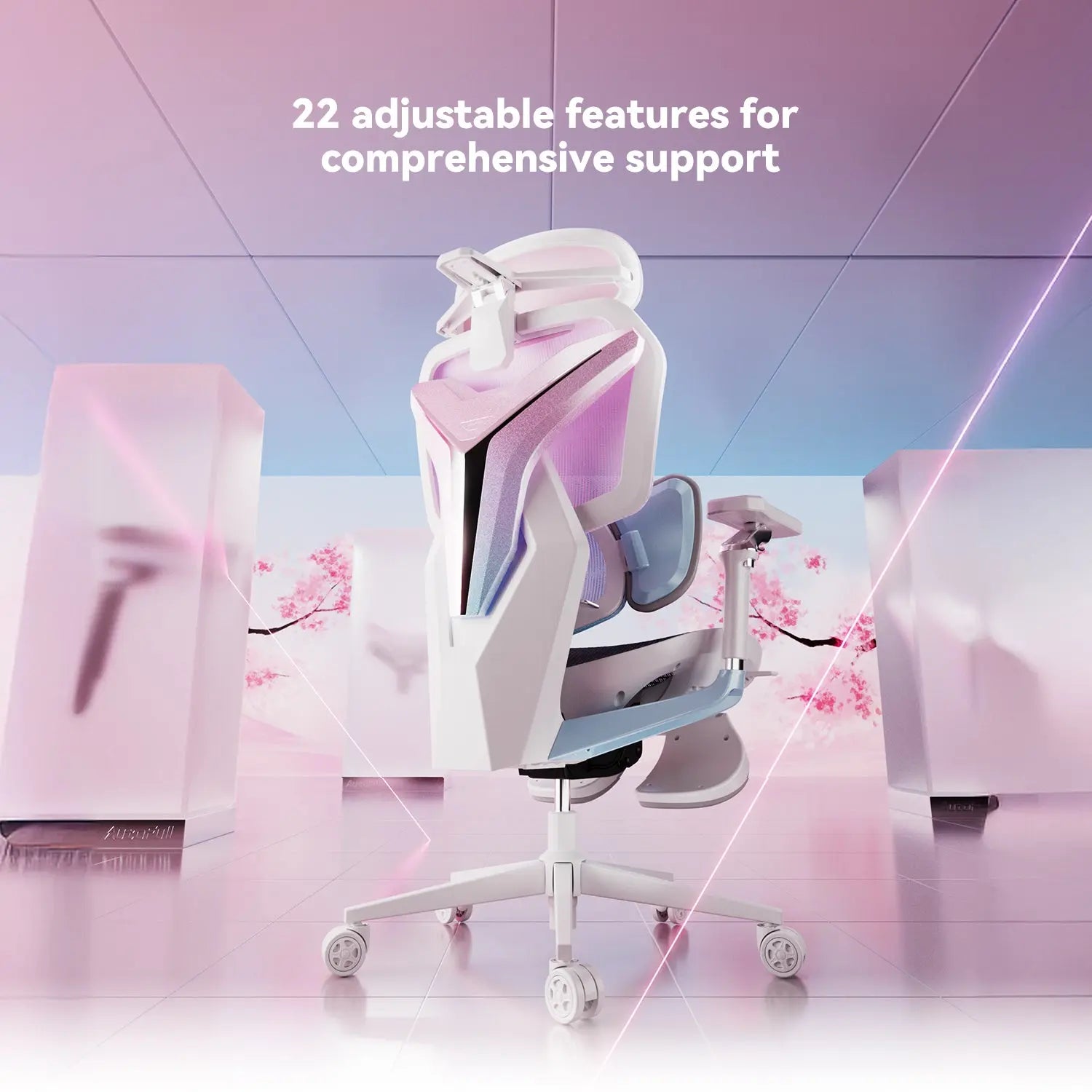 AutoFull G7 Pink Ergonomic Gaming Chair - Adjustable Lumbar Support & Headrest - Comfortable Racing Style Computer Chair for Office & Home Gaming Setup - Perfect for Long Gaming Sessions & Work from Home