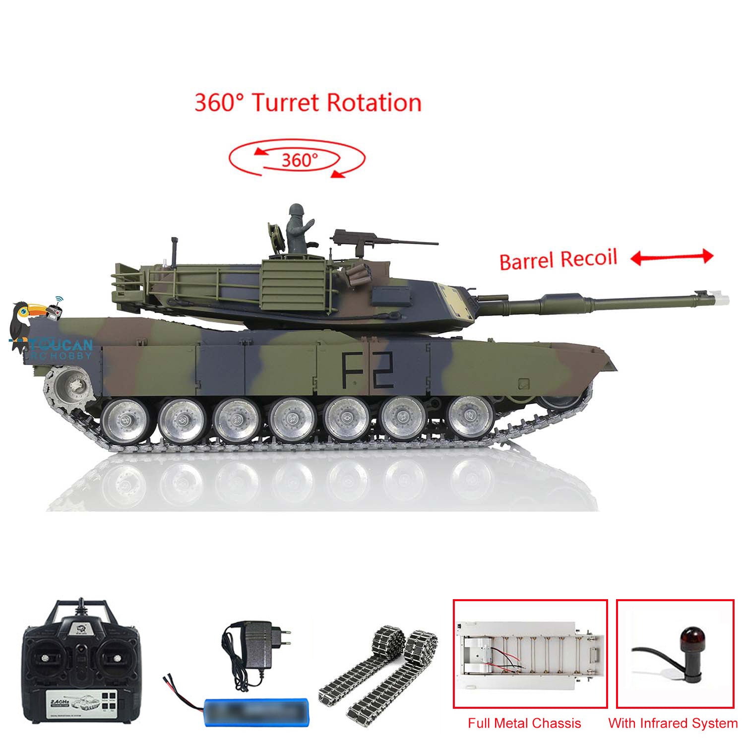 HengLong 1/16 Scale M1A3 Abrams RC Tank - Factory Original Refitted Painted Ready-to-Run (RTR) with Metal Chassis & Plastic Upper Hull - Hobby Model 3918 | Perfect for Military Enthusiasts, Collectors & RC Tank Battles