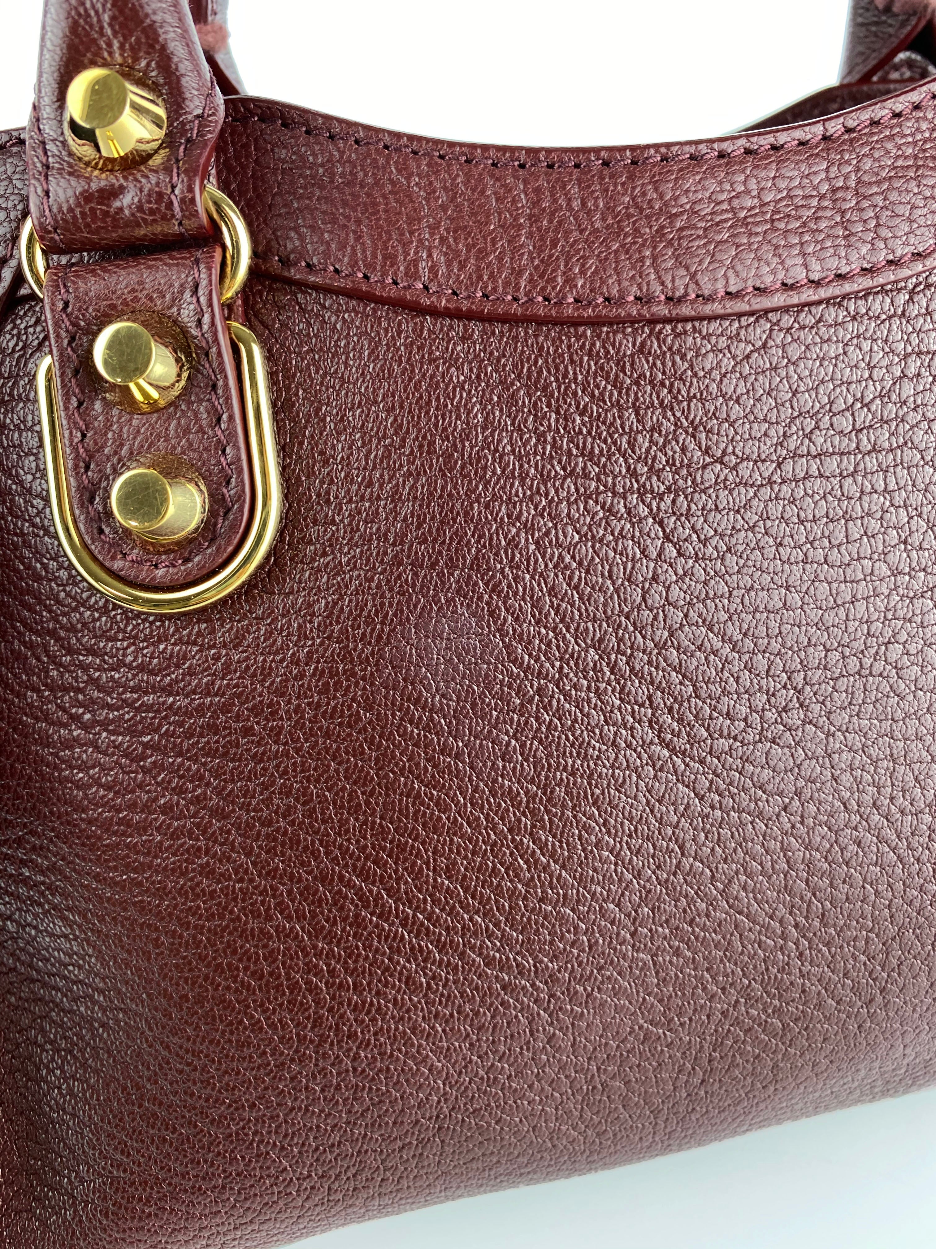 Balenciaga Burgundy Nano Classic City Bag - Stylish Crossbody Handbag for Women | Perfect for Everyday Use, Travel & Night Out