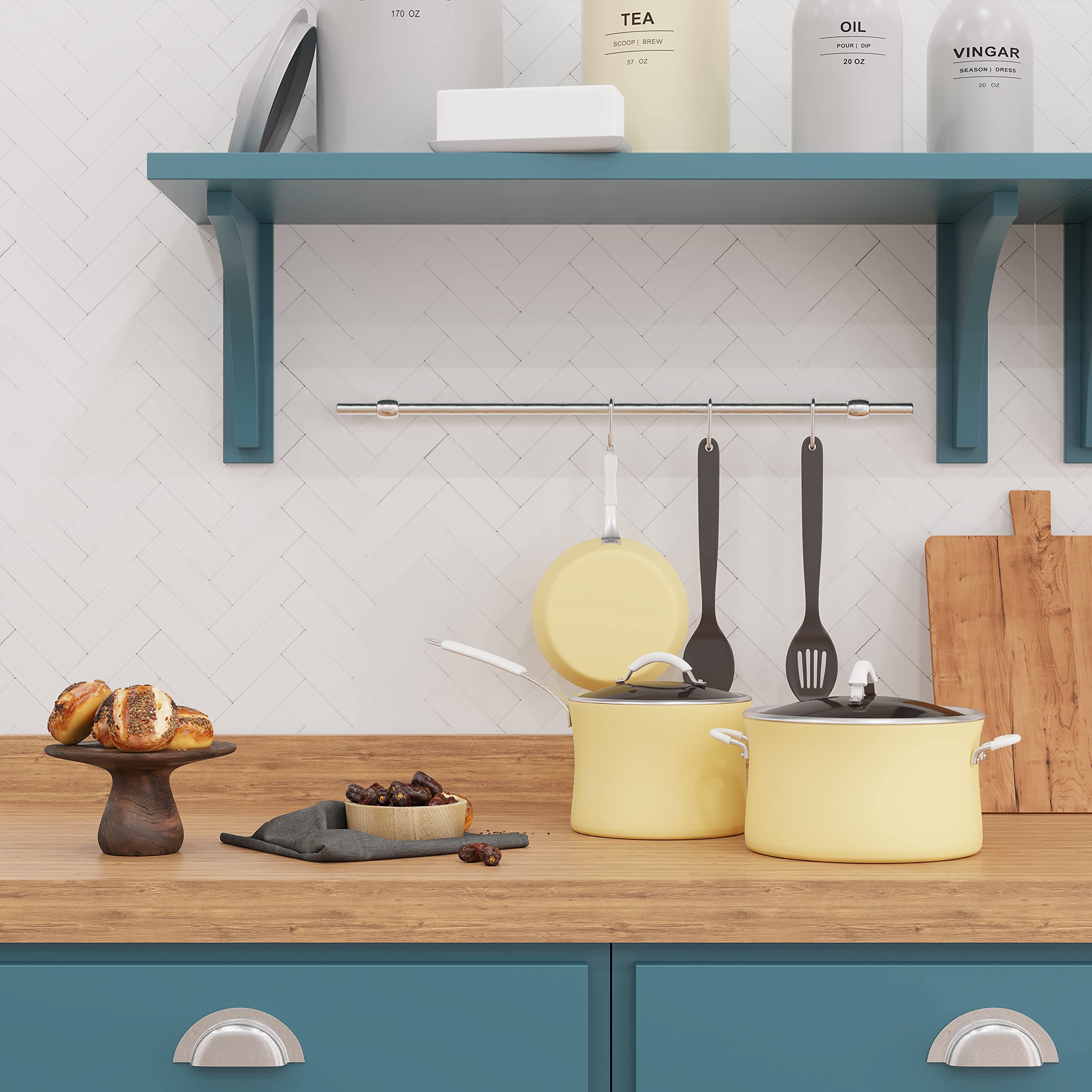 Stone Composite Herringbone Peel & Stick Tile - Easy DIY Backsplash for Kitchens