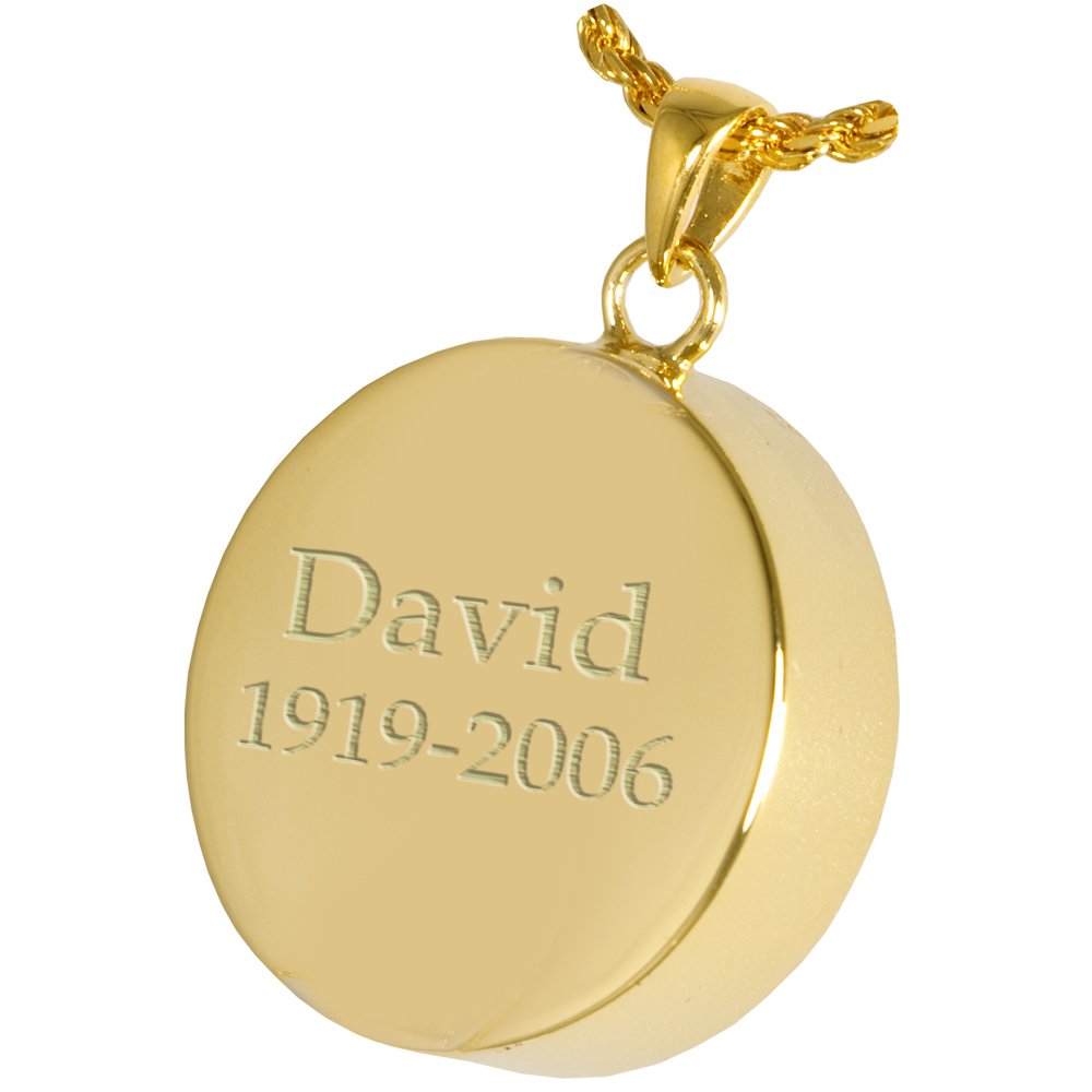 Memorial Jewelry: Gold Yin Yang Pendant with Crystals & Engraving for Ashes Keepsake