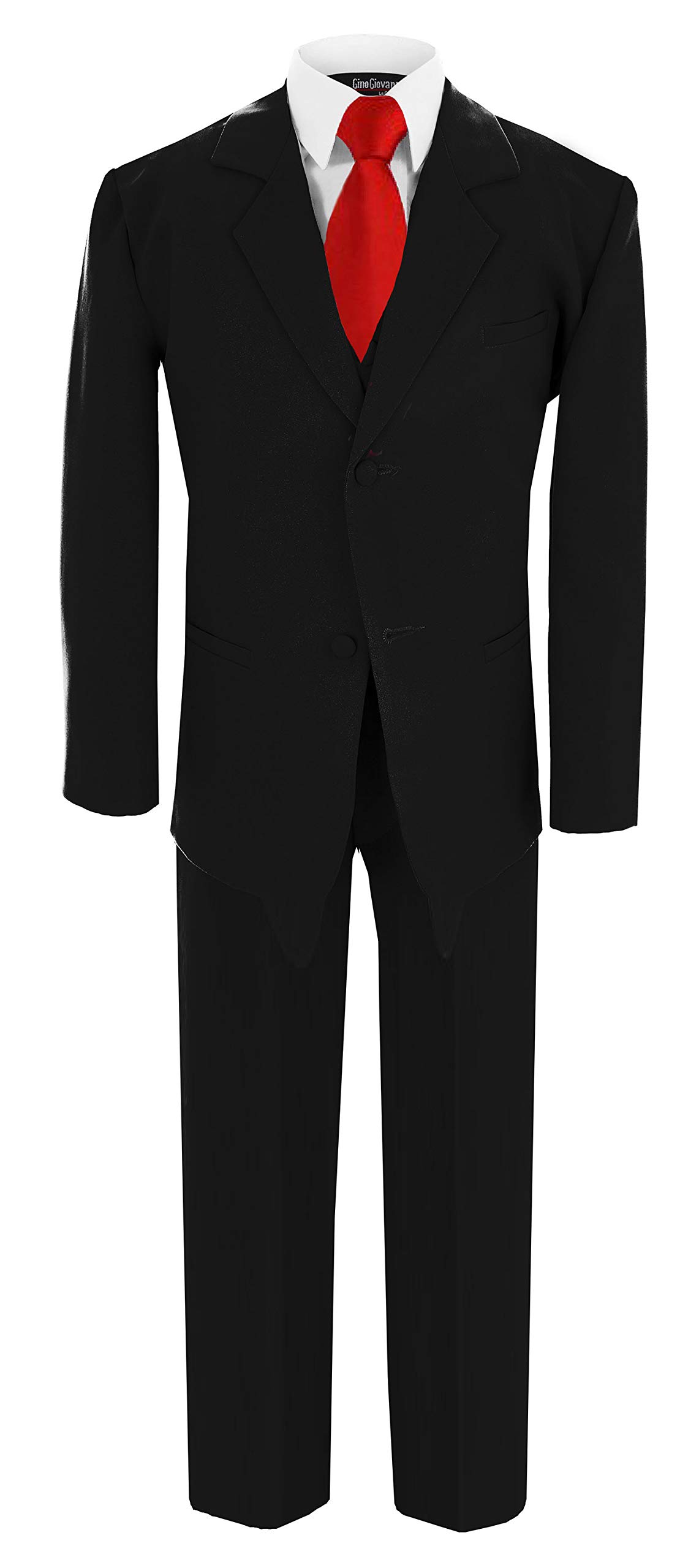 Gino Giovanni Boys Black Suit with Red Tie for Formal Events