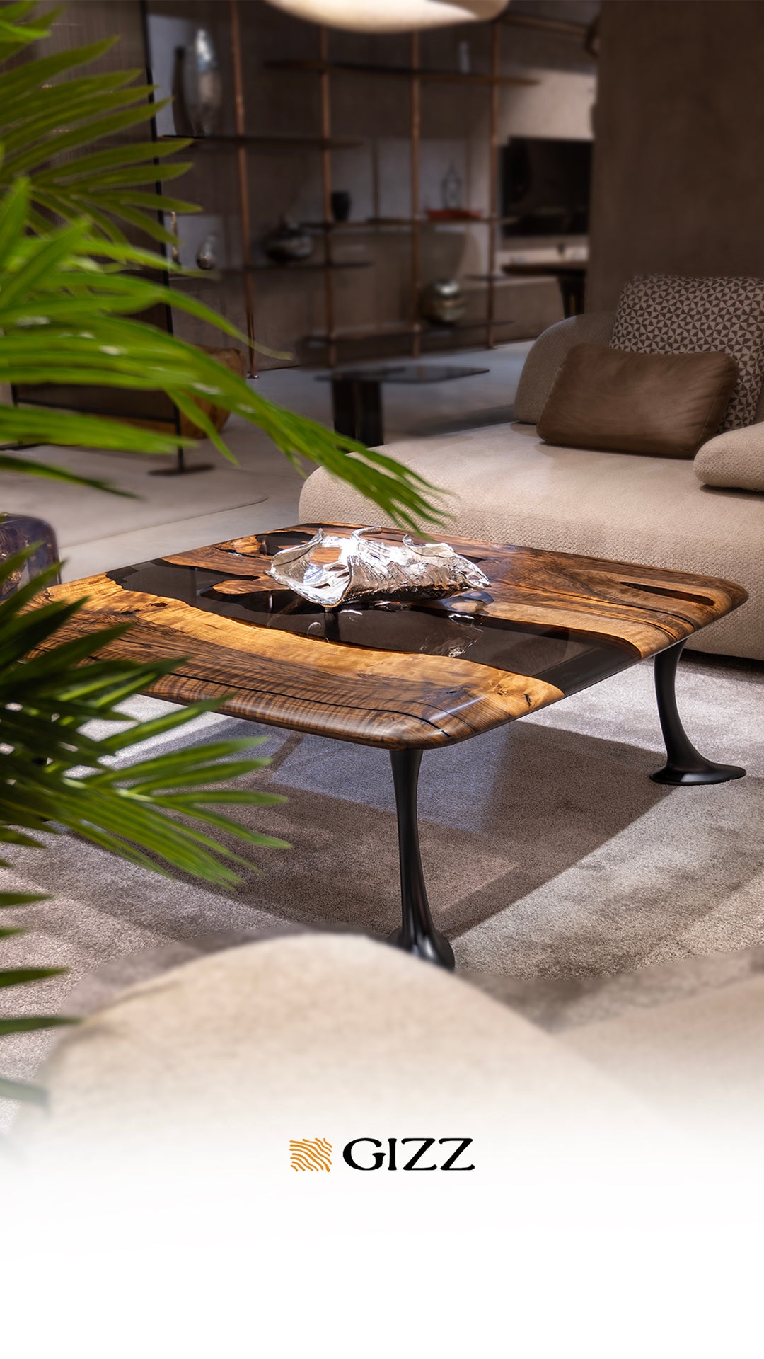 Luxury Epoxy Resin River Walnut Coffee Table - Handmade Modern Wooden Dining Table for Living Room | Osso Collection | Perfect for Home Decor, Office & Lounge Areas