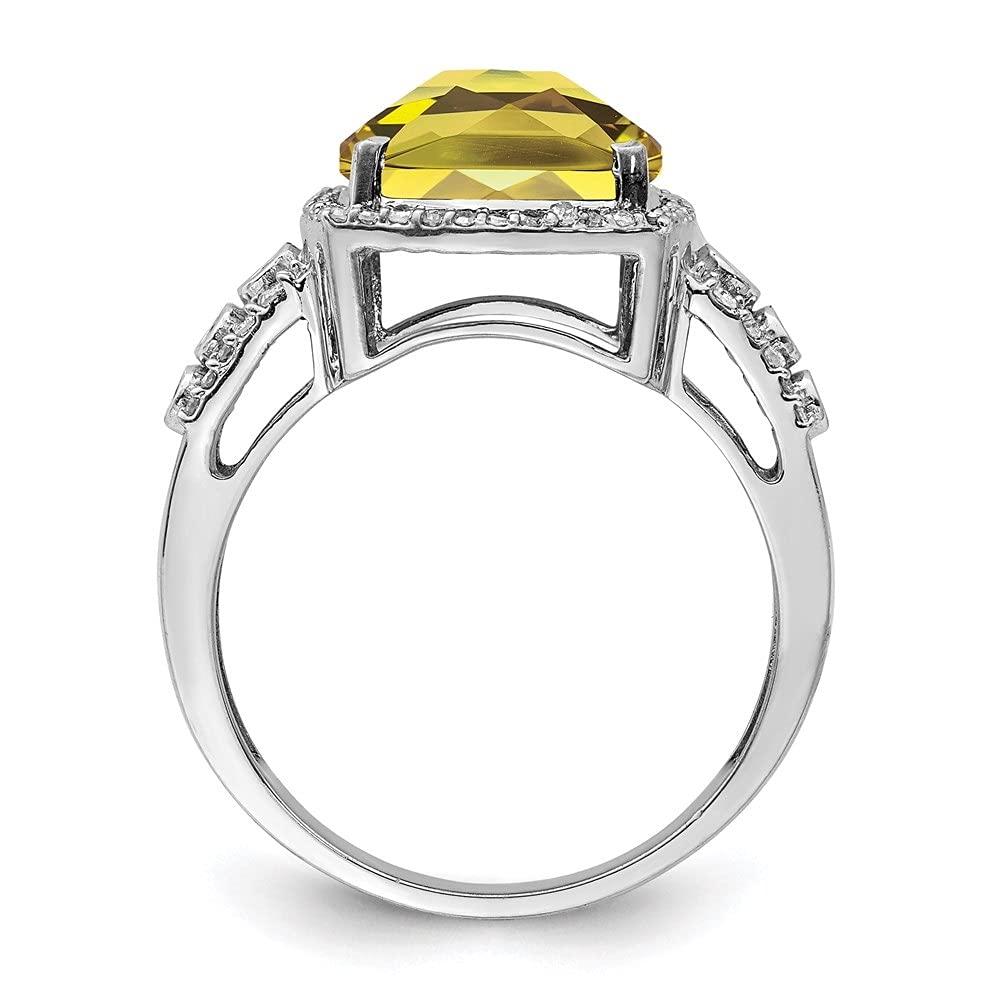 Sterling Silver Diamond & Lemon Quartz Engagement Ring for Women - Size 7 | Wedding, Proposal, Anniversary Gift | Elegant Jewelry for Special Occasions