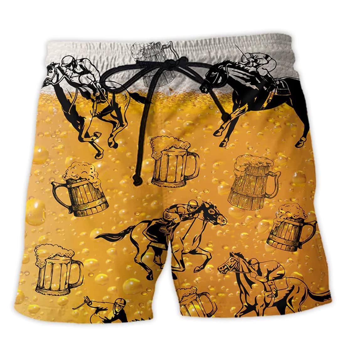Men's Horse Print Swim Trunks - Quick Dry Racing Swim Shorts with Drawstring for Beach, Pool & Water Sports | Comfortable Swimwear for Summer Vacation & Outdoor Activities