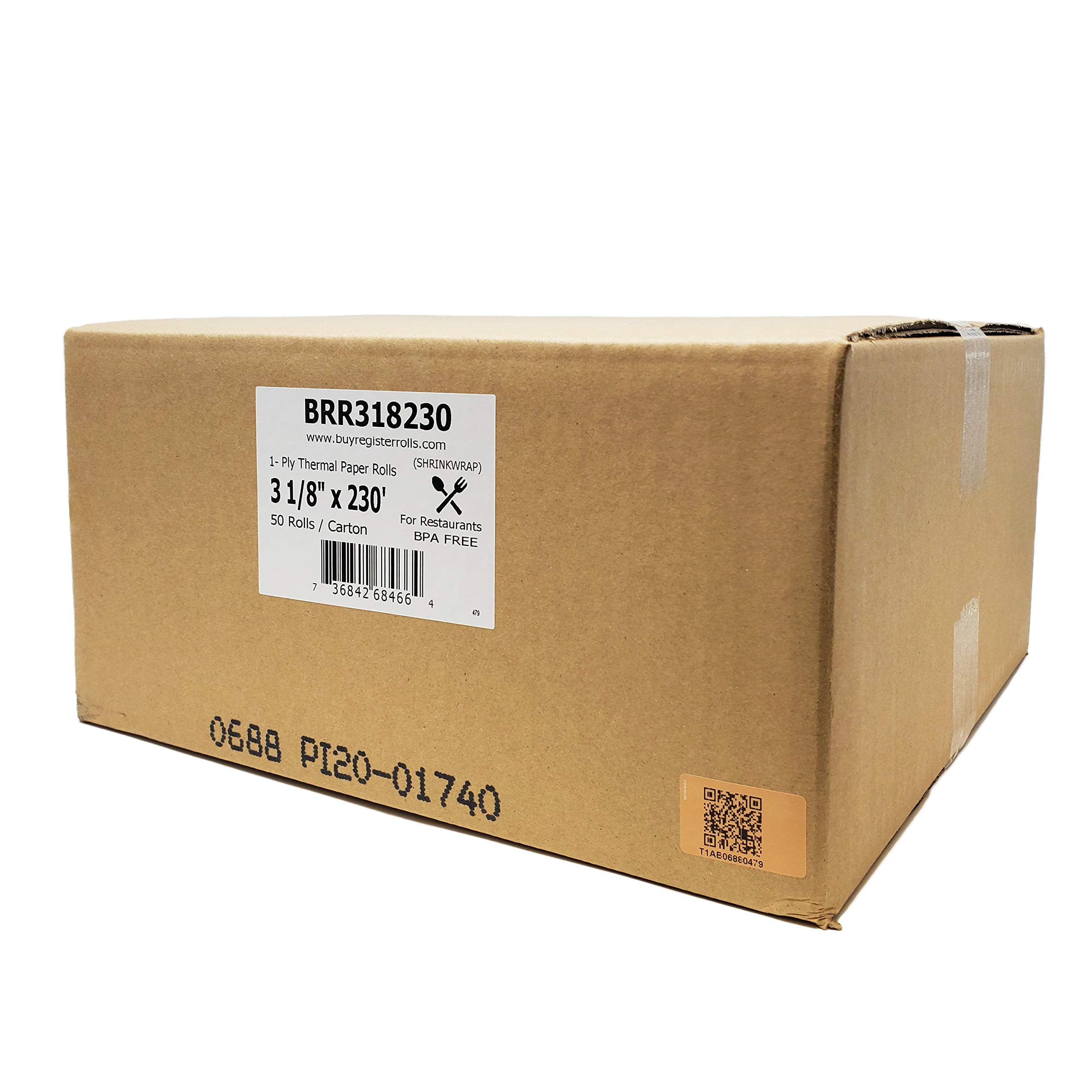 50 Pack Thermal Register Rolls - 3 1/8