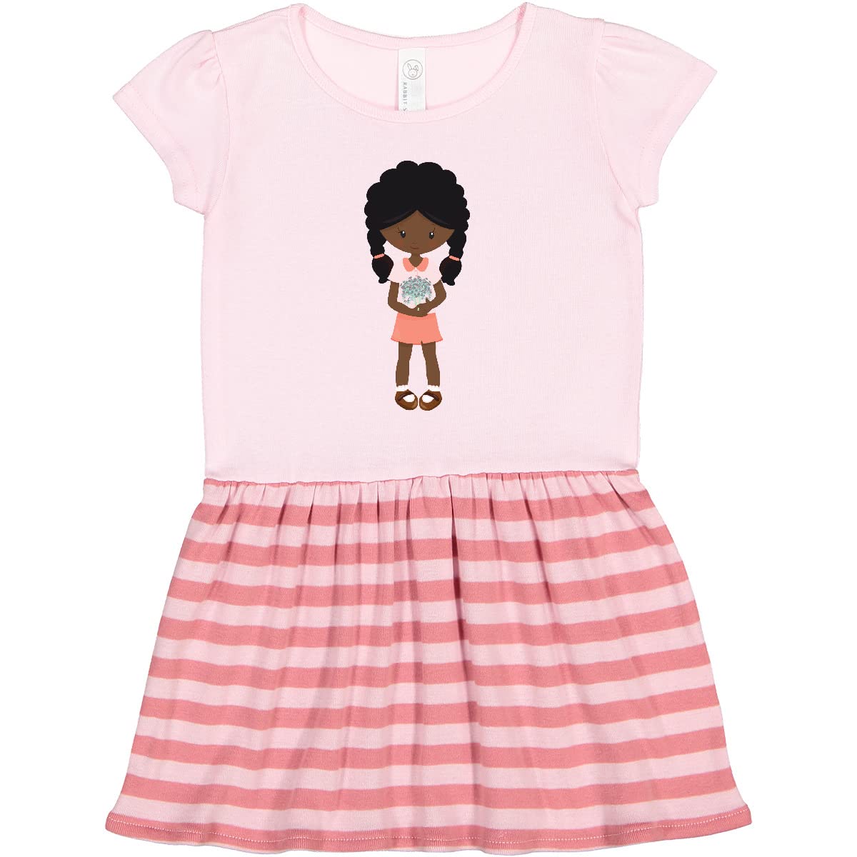 Inktastic Spring Girl African American Toddler Dress - Cute Floral Print Casual Outfit for Playdates & Family Photos