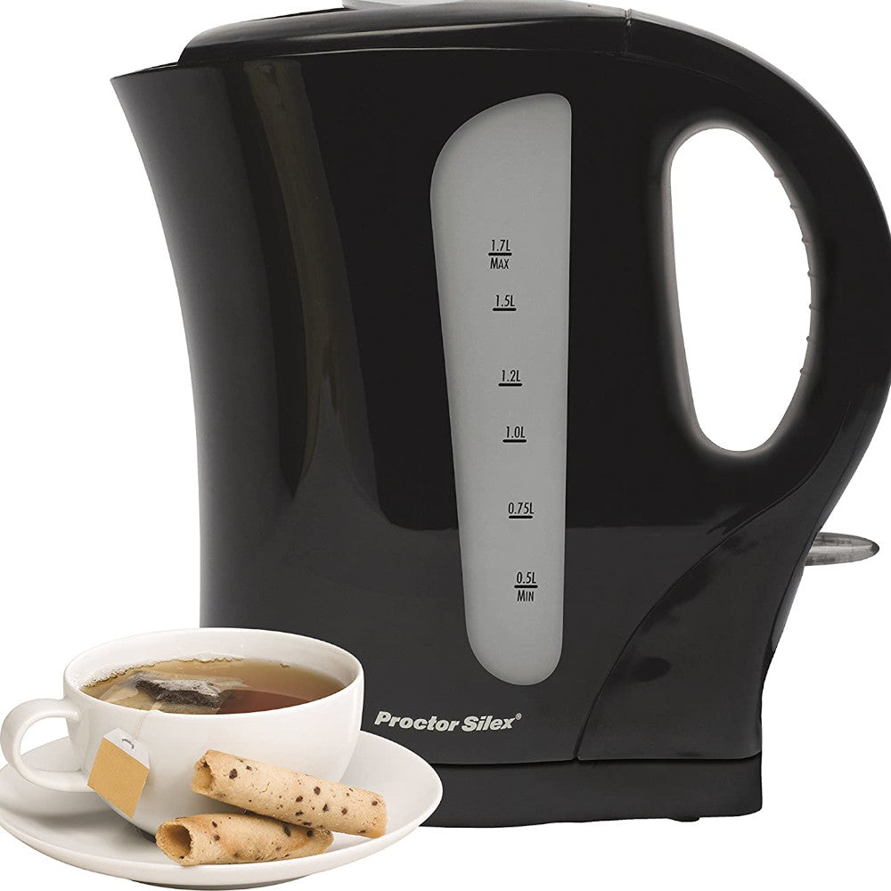 Proctor Silex 1.7L Cordless Electric Kettle K4097PS - Fast Boiling for Coffee, Tea & Instant Meals - Perfect for Home, Office & Dorm Use
