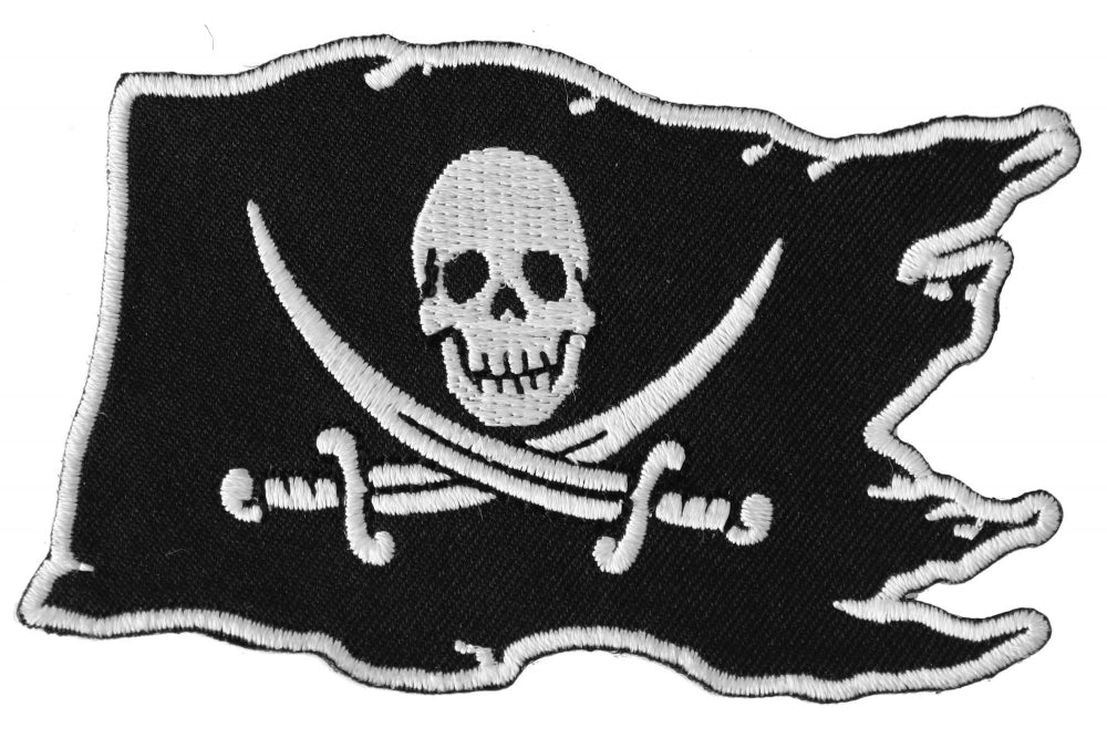 Pirate Skull Novelty Black Flag Patch - Embroidered Iron-On for Jackets, Bags & DIY Crafts - Perfect for Halloween, Costume Parties & Pirate Themed Events