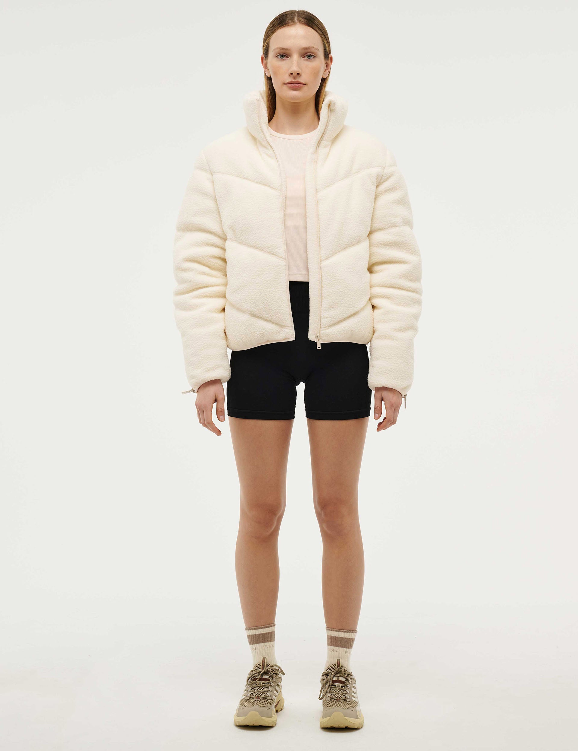 Fortune Sherpa Jacket for Women - Cozy Fleece Lined Winter Coat in Whisper White - Perfect for Outdoor Adventures and Casual Wear