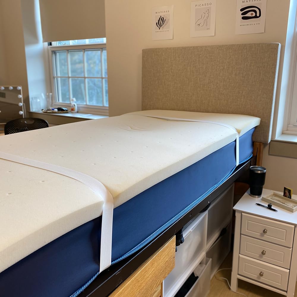 Bedly Straps - Twin XL Certified Bed Straps for Mattress Topper, College Dorm Essentials with Secure Clips - Perfect for Keeping Sheets in Place, Preventing Shifting During Sleep (Ideal for Dorms, Bunk Beds & Adjustable Beds)