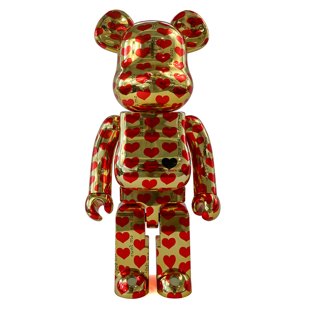 1000% Bearbrick Gold Heart Collectible Figure - Limited Edition Designer Art Toy for Display & Investment | Perfect for Home Decor, Office Collection, and Gift Giving