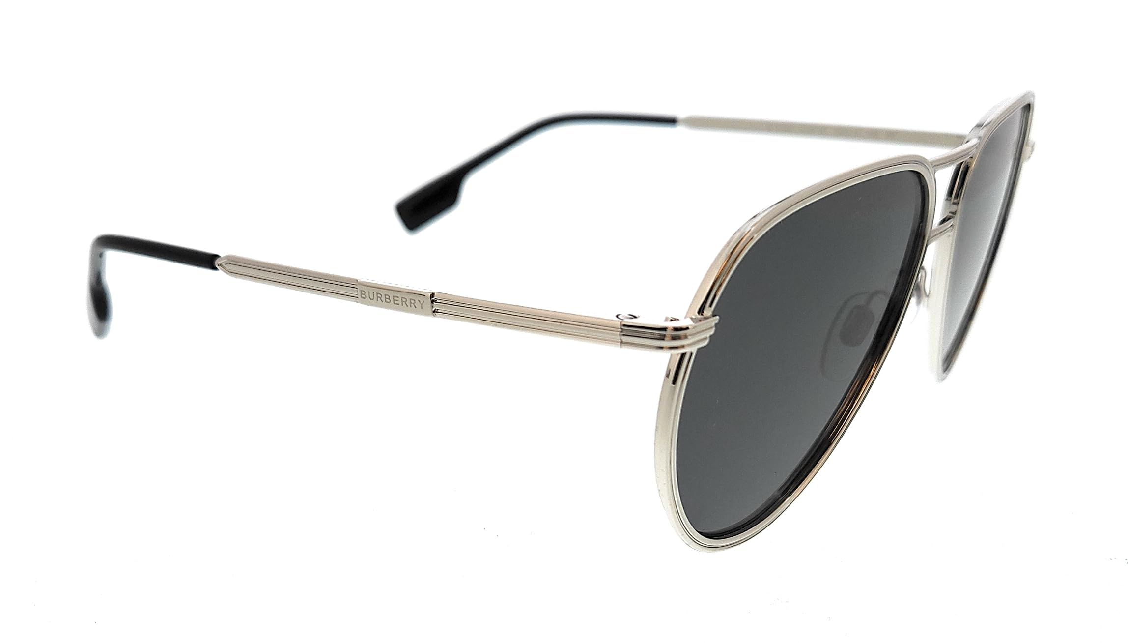 BURBERRY BE 3135 Scott Silver Dark Grey Polarized Sunglasses for Men & Women - UV Protection, Luxury Fashion Shades for Driving, Beach & Outdoor Activities