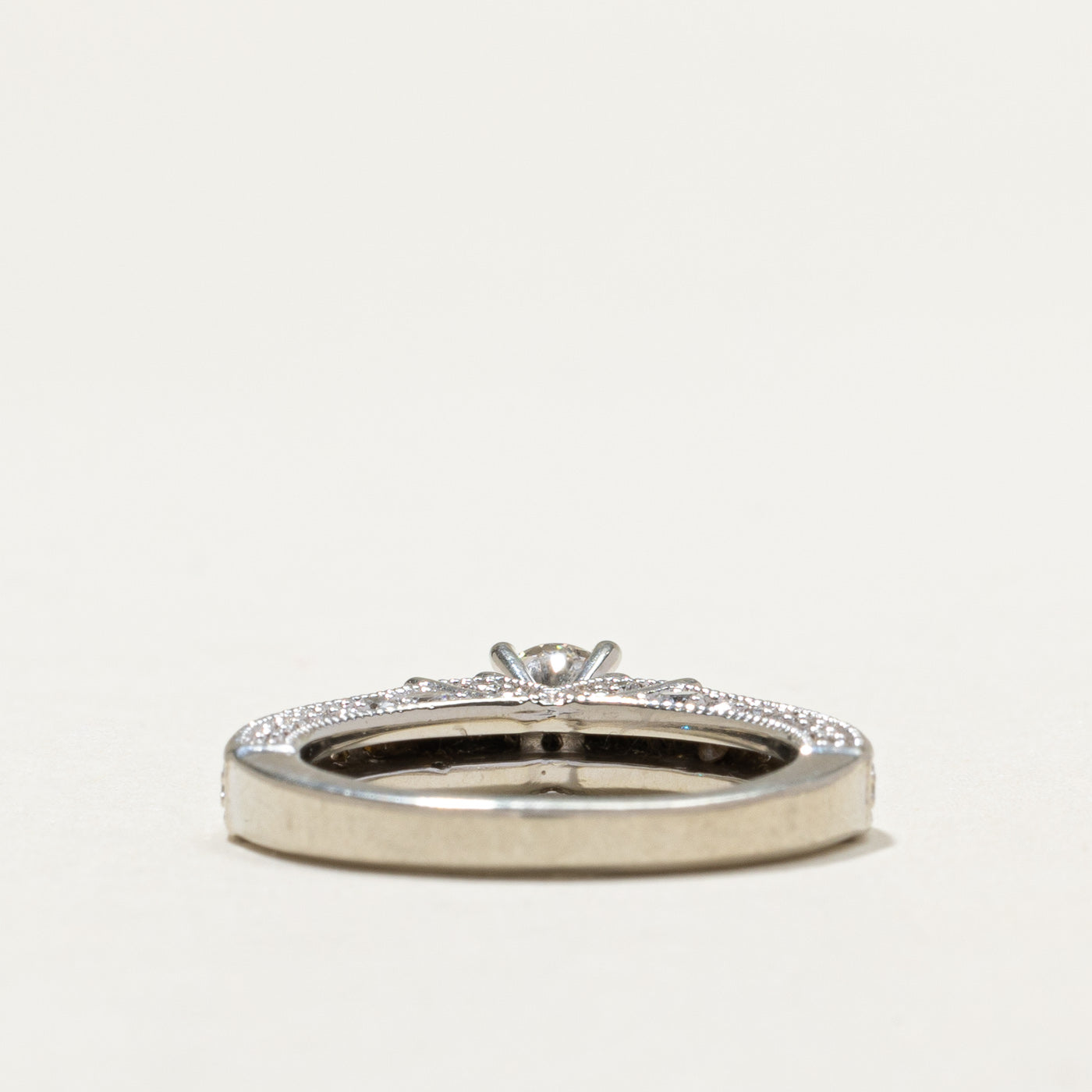 19K White Gold Diamond Milgrain Engagement Ring | 0.40ct Center Stone & 0.71ctw Total | Size 5.75 | Perfect for Wedding, Proposal & Anniversary Gifts