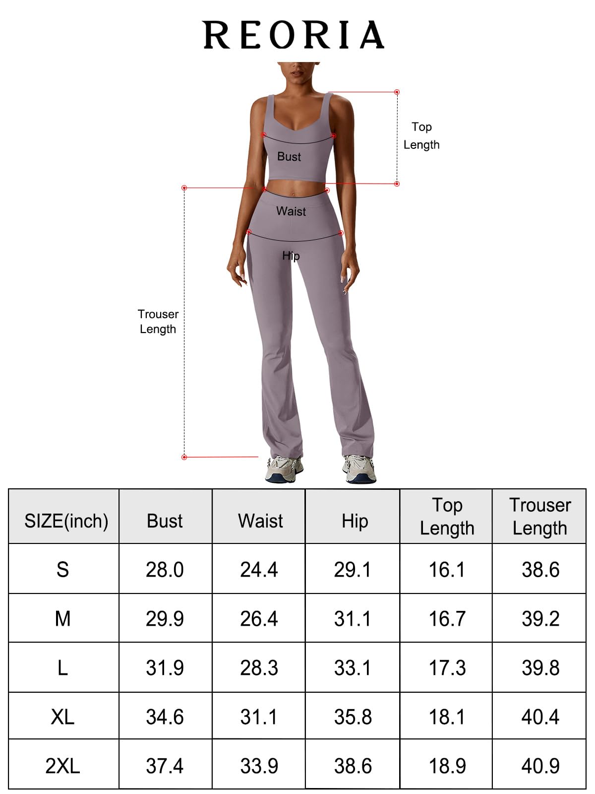 REORIA Women's 2-Piece Workout Set - V-Neck Crop Tank Top & High-Waisted Flare Leggings | Yoga, Gym, Lounge Wear for Women | Comfortable Athletic Outfit for Running, Pilates & Casual Wear